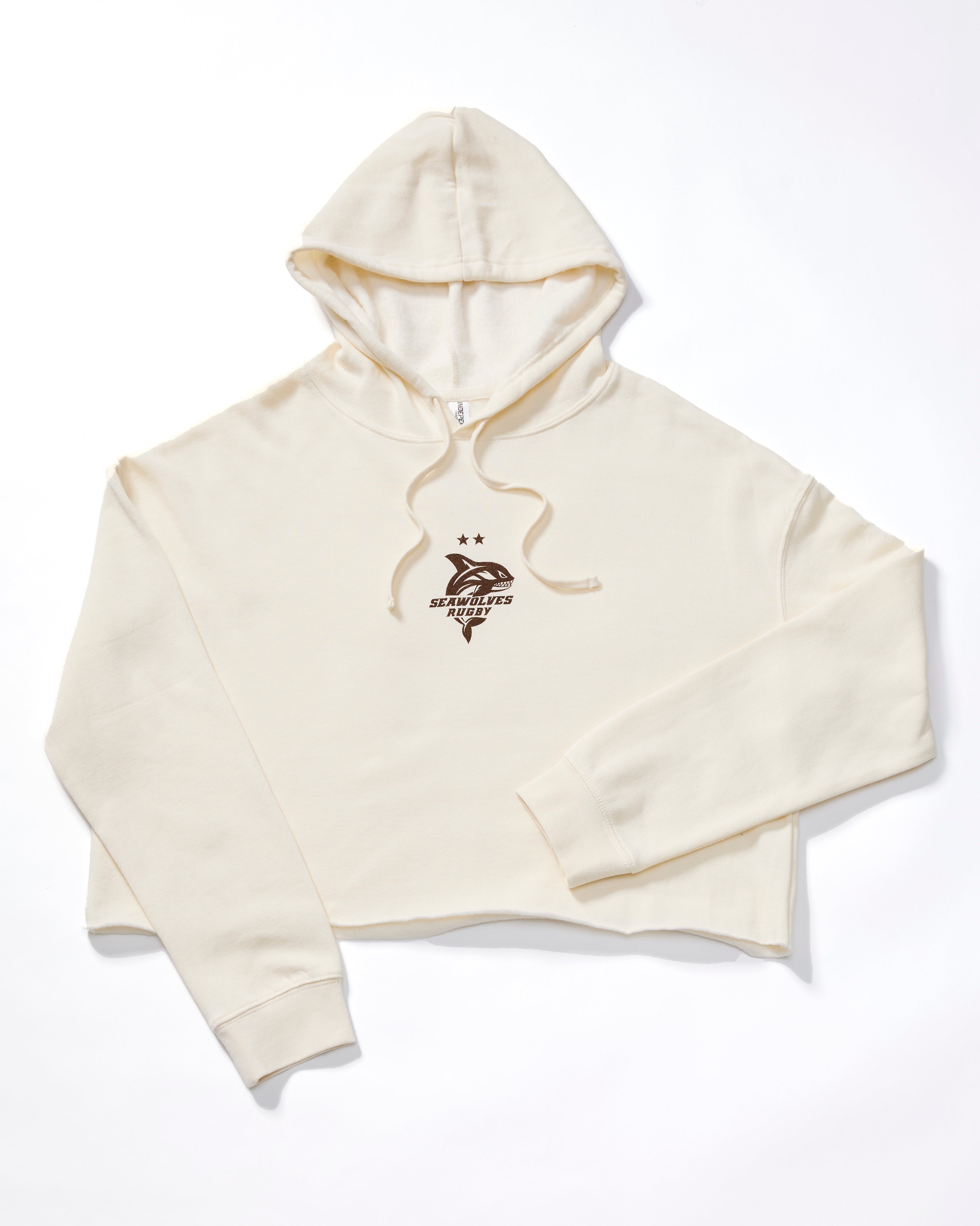 Seawolves Women's Rugby Cropped Cream Hoodie - Soft & Comfortable Pullover for Training, Games & Casual Wear