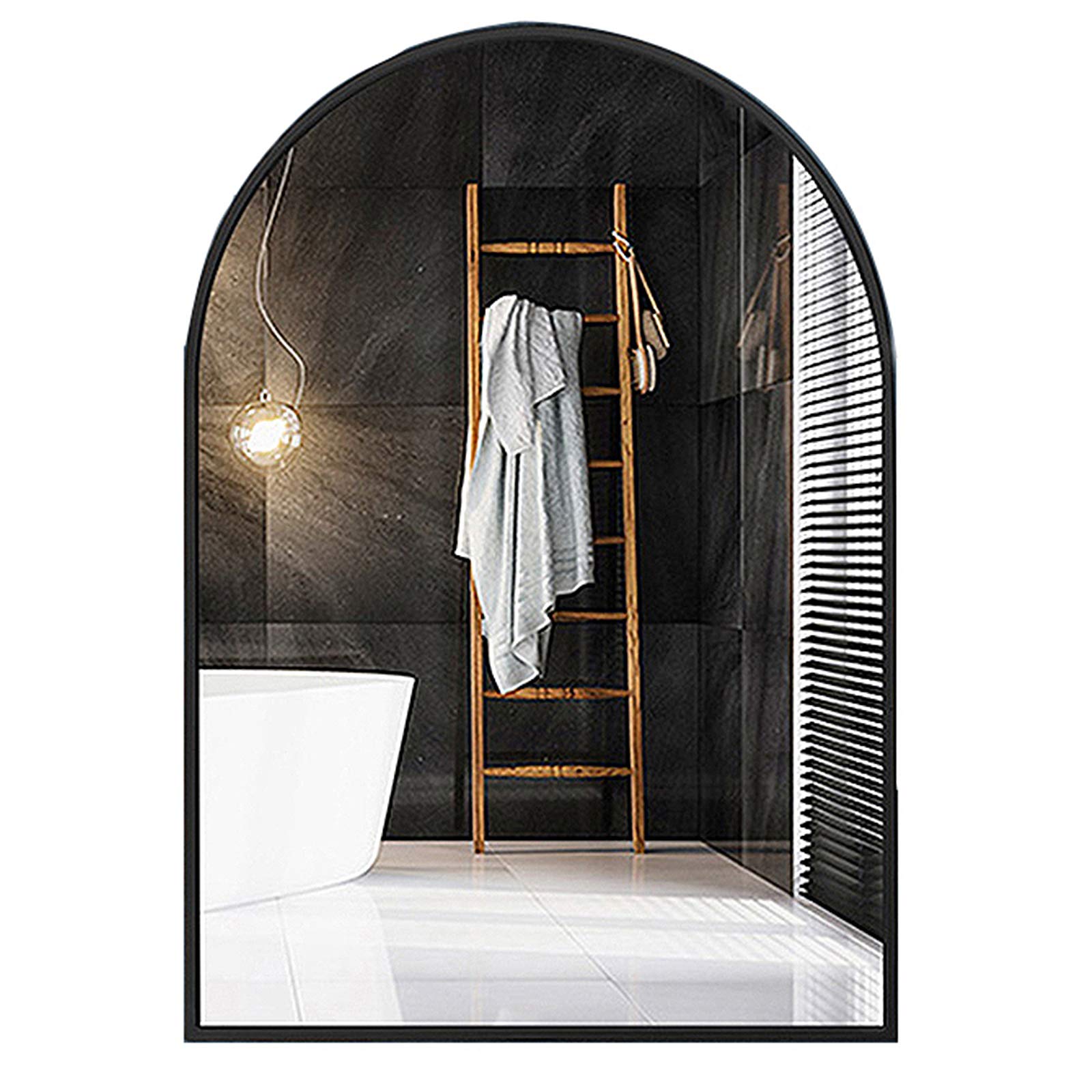 Y&J Large Arched Wall Mirror 50x80cm (19.7x31.5in) - Decorative Metal Iron Frame Bathroom Makeup Mirror for Bedroom, Living Room, Hotel & Beauty Salon - Perfect for Vanity Dressing & Home Decor