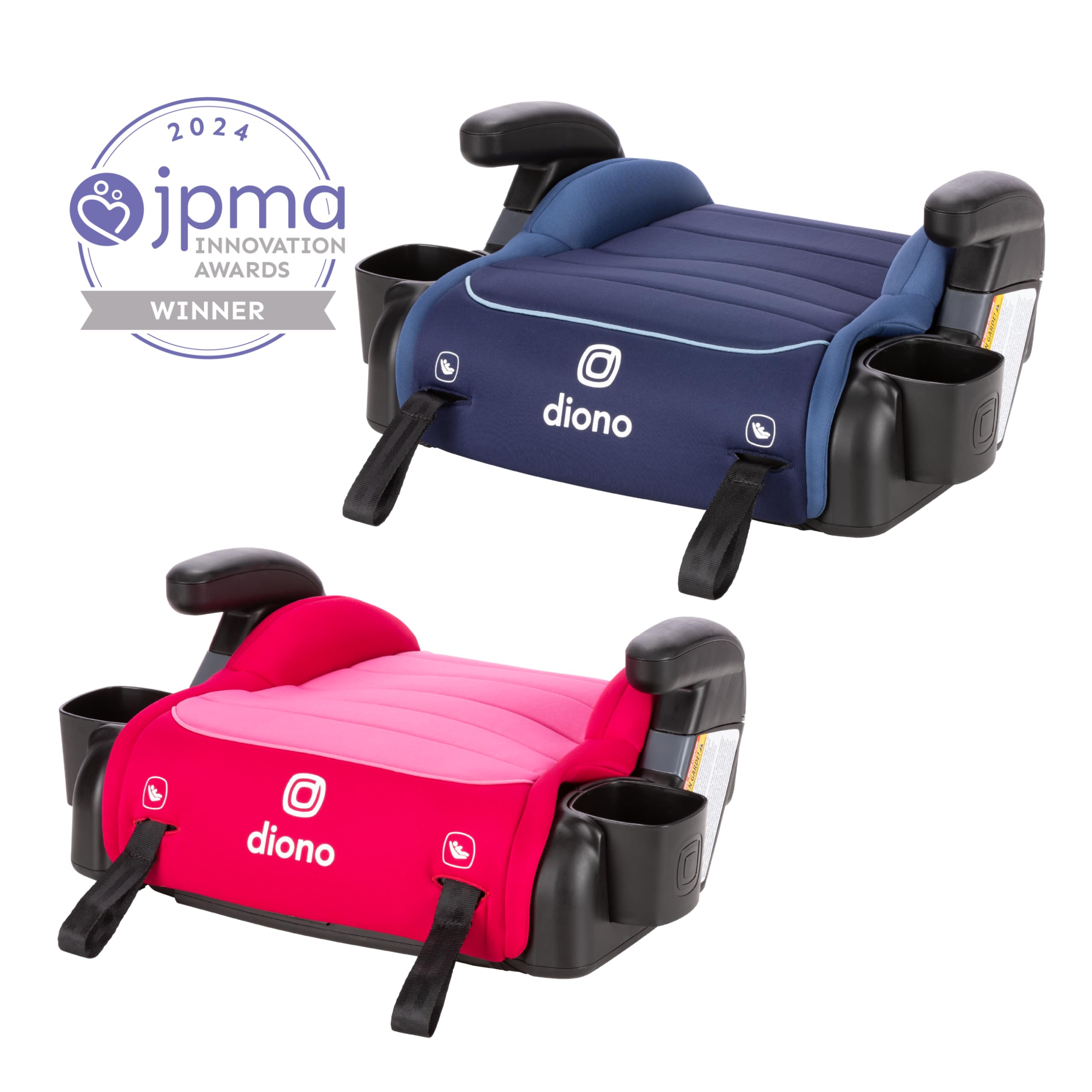 Diono Connect3 RXT Backless Booster Car Seat (2-Pack) – Slim Fit for 3-Across in Mid-Sized Sedans & SUVs – 40-120 lbs – Lightweight with LATCH Connectors – Blue Surge & Pink Cotton Candy – Perfect for School Carpool, Travel & Everyday Safety