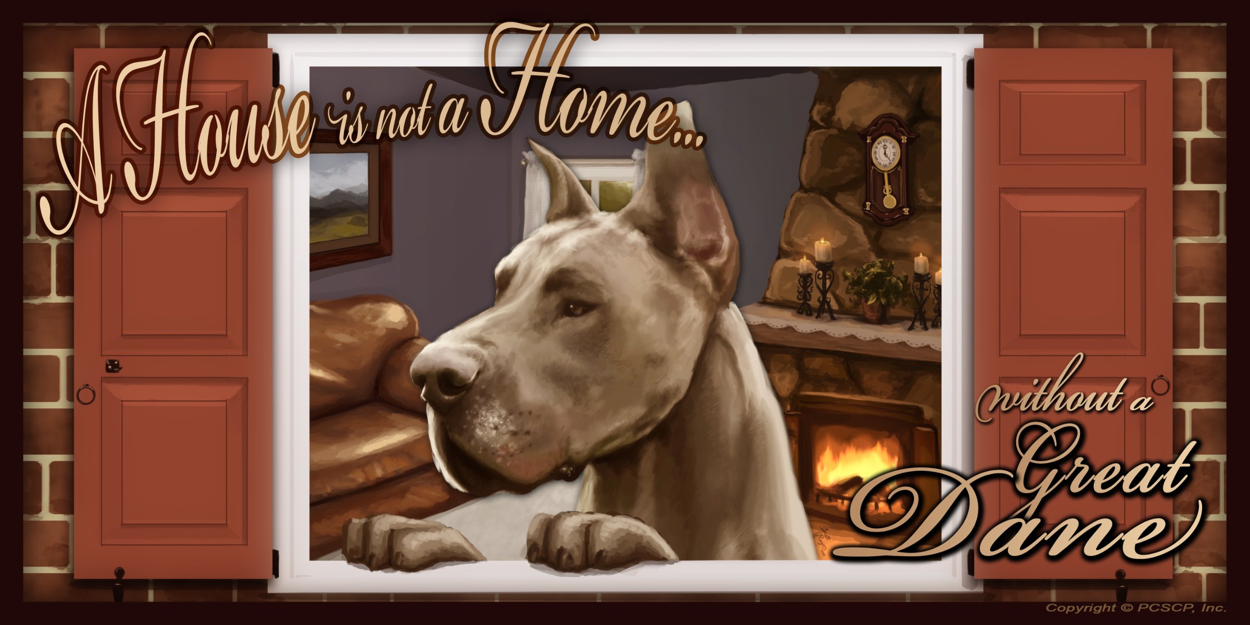 Scott Rogers Art - Great Dane 'Paws on the Windowsill' Key & Leash Holder | 'A House is Not a Home' Dog-Themed Wall Decor for Pet Lovers - Perfect for Entryway Organization & Dog Accessories Storage