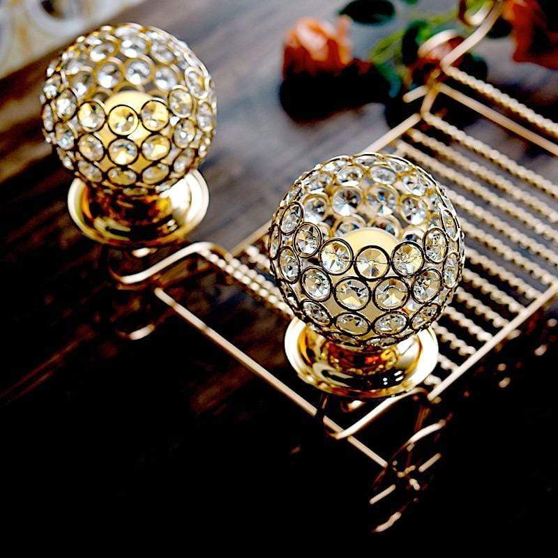 18-Piece Cinderella Carriage Crystal Beaded Candle Holders Set - Elegant Gold Wedding Centerpiece for Birthday Party, Baby Shower & Home Decor