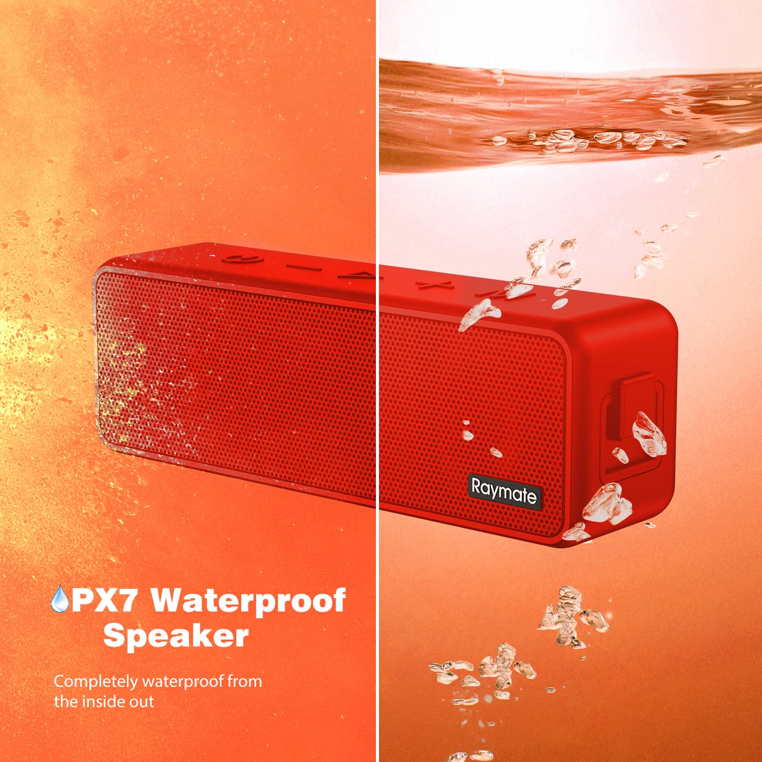 Raymate 20W IPX7 Waterproof Bluetooth Speaker - Wireless V5.0, HiFi Stereo Sound, 1000min Playtime, Portable Speaker for Home, Outdoor, Party, Travel & Beach | Perfect for Poolside, Camping & Backyard Gatherings