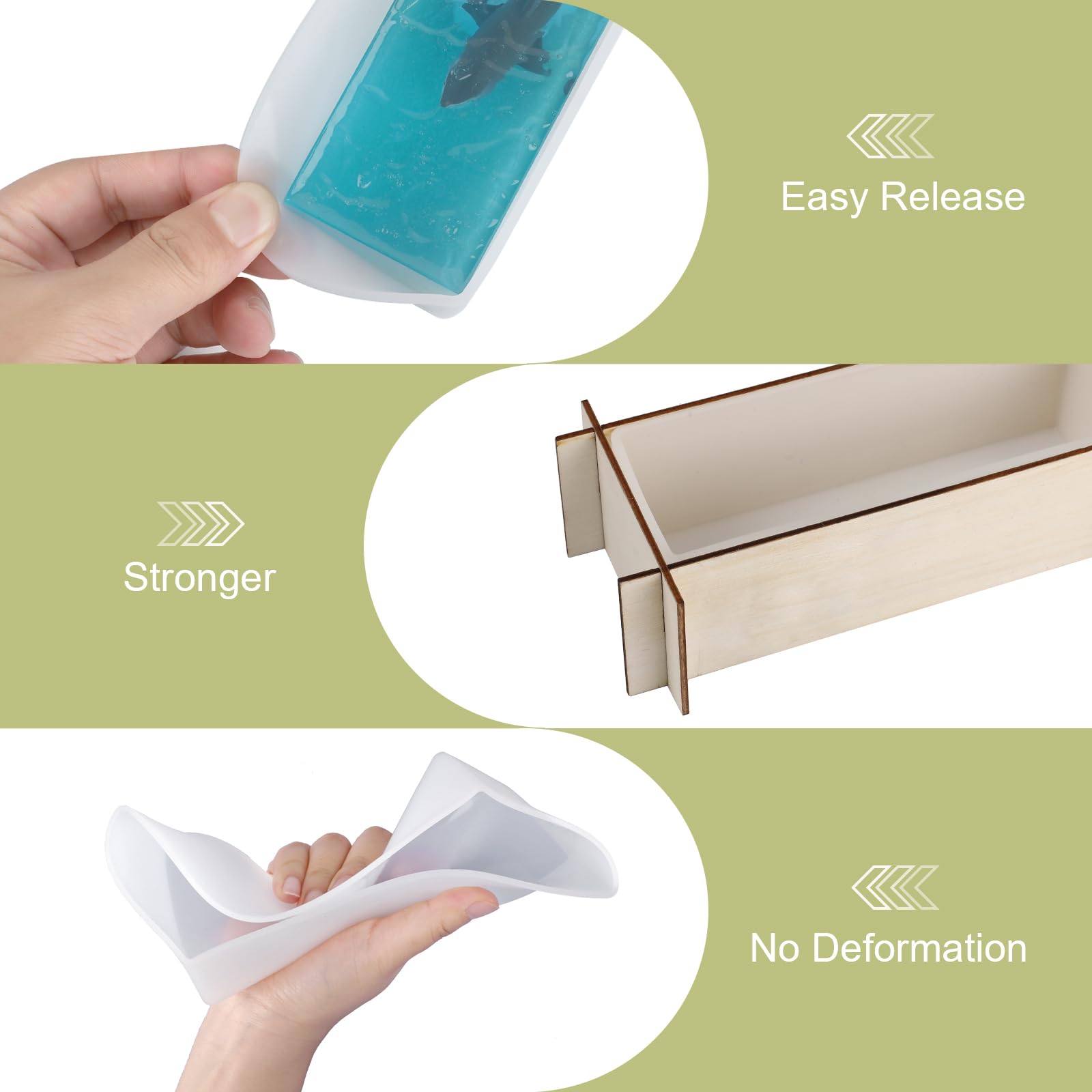 5-Piece Large Rectangle Silicone Resin Molds for Epoxy Casting - Deep Cuboid Molds with Wooden Support for Preserving Flowers, Insect Specimens, DIY Crafts, and Home Decor | Perfect for Resin Art, Jewelry Making, and Unique Gift Creation