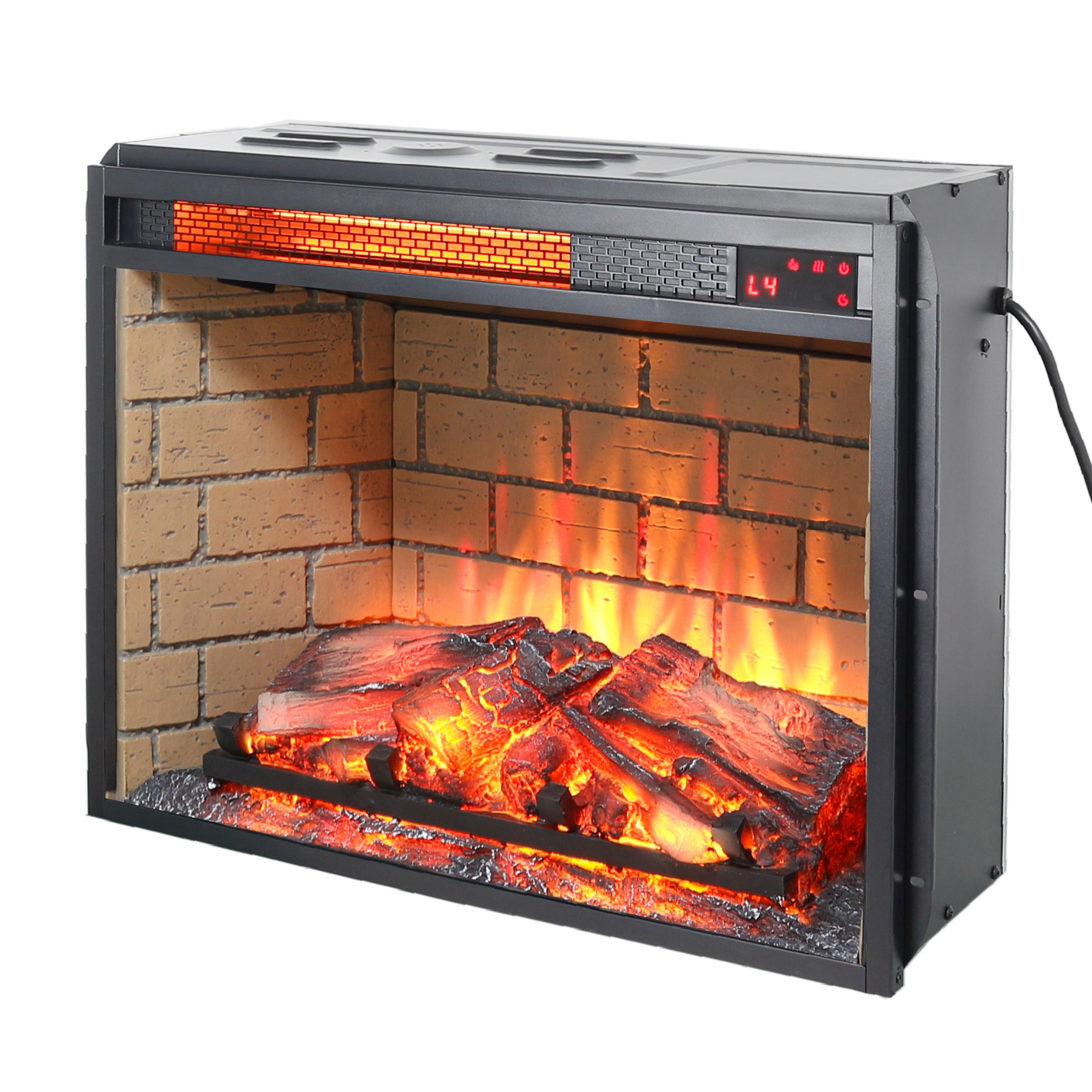 23 Inch Infrared Quartz Electric Fireplace Insert - Realistic Flame Effect, Remote Control - Perfect for Living Room, Bedroom & Office Heating