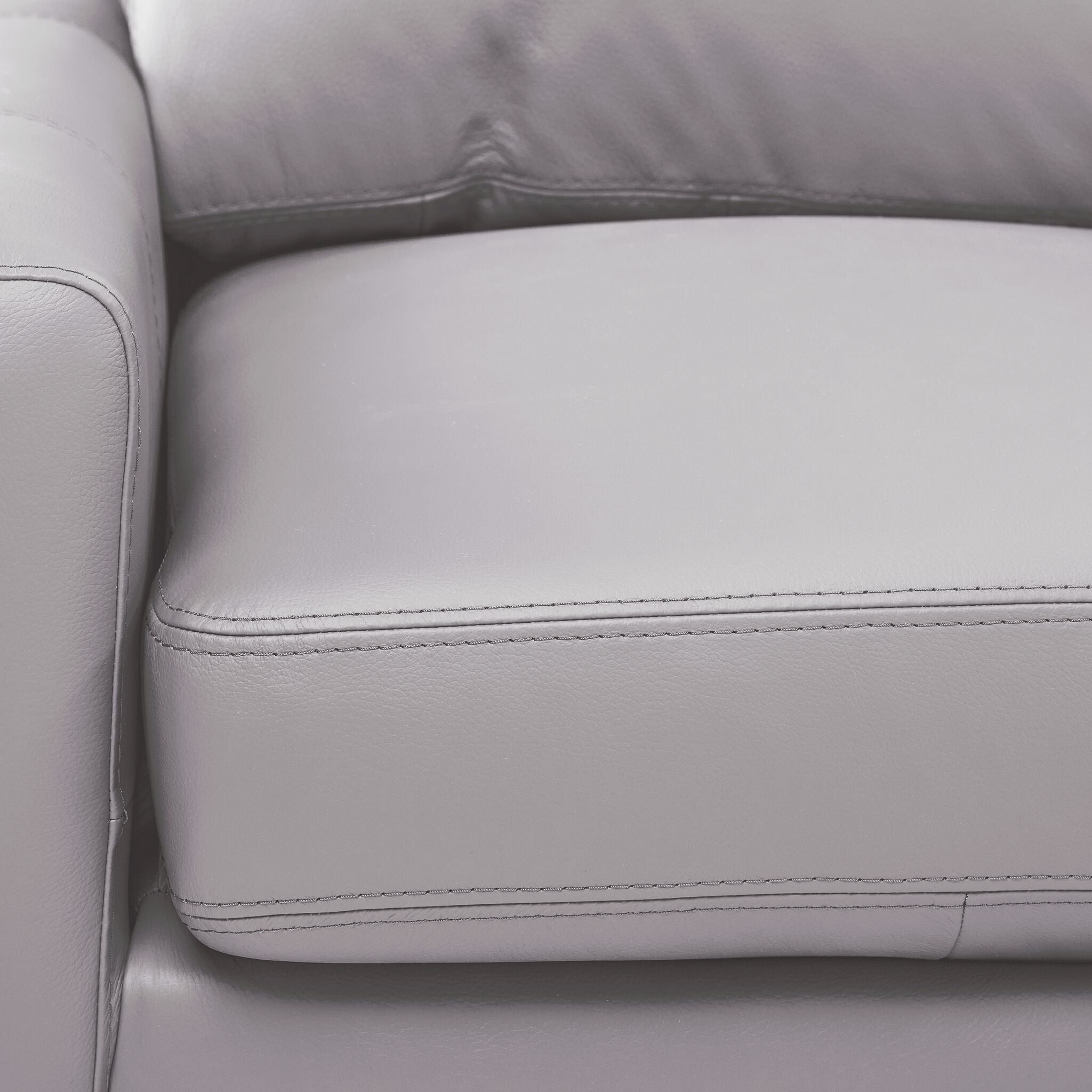 Premium Chito Leather 2-Piece Sectional Sofa with Right Facing Chaise Lounge - Cloud Grey Fabric | Modern Living Room Furniture for Home Theater & Family Gatherings