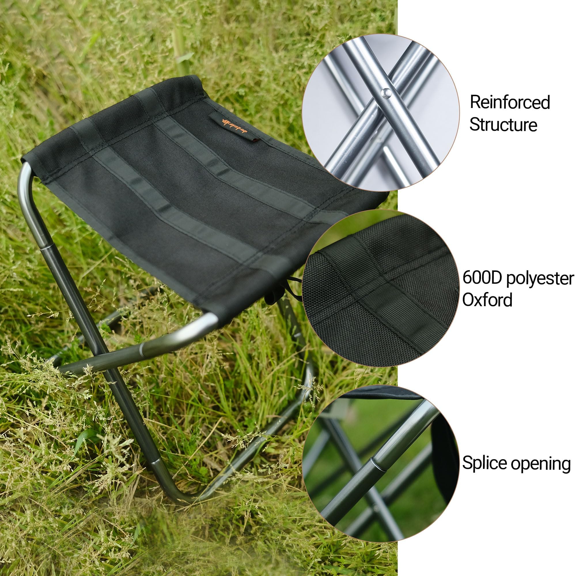Portable Folding Camping Stool - Lightweight Collapsible Chair for Outdoor Activities, Hiking, Fishing, Beach, Picnic & Photography - Compact 9.86