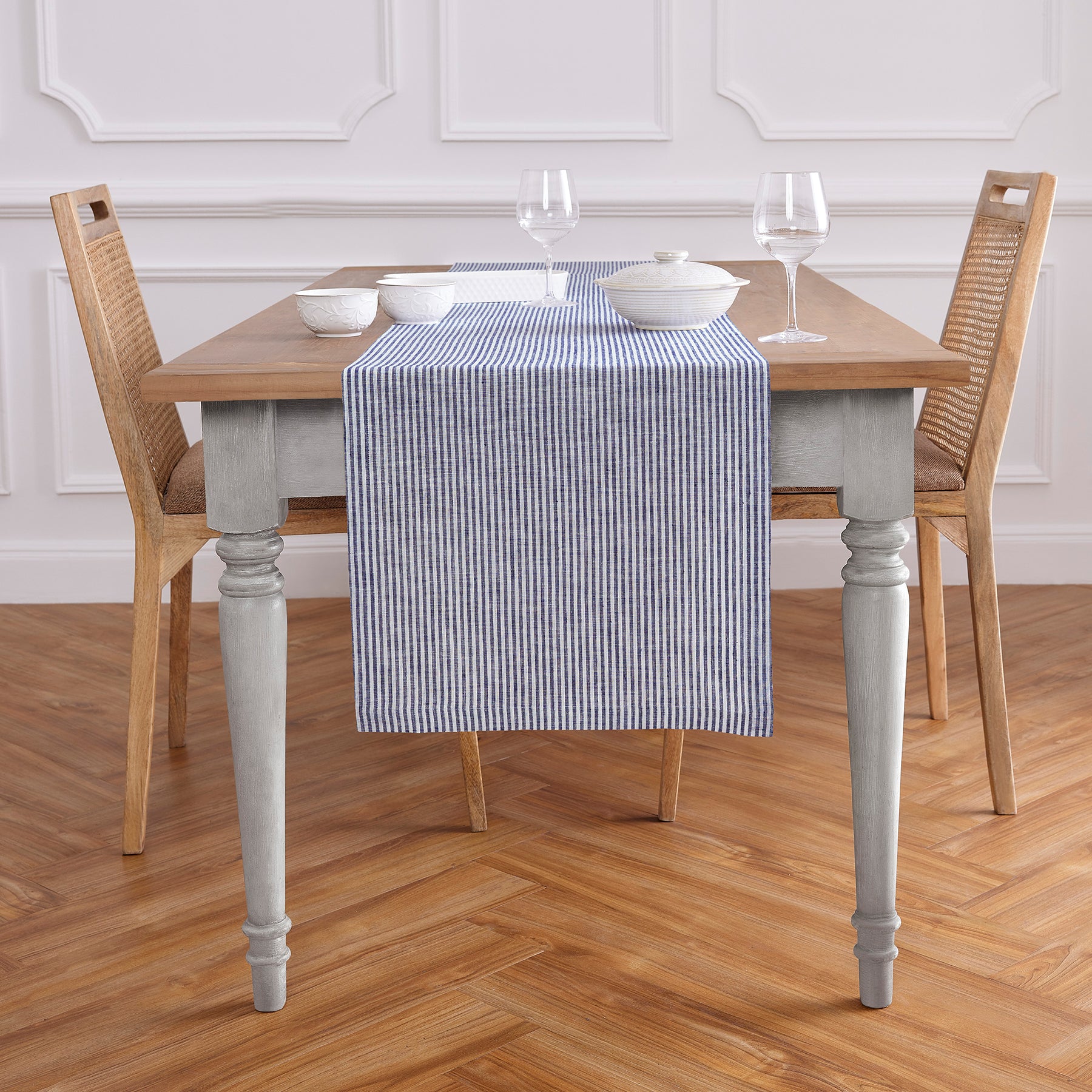 Elegant Narrow Stripe Table Runner - 16 Inch & 18 Inch Wide Options for Dining Table Decor, Wedding Centerpiece, and Holiday Table Setting