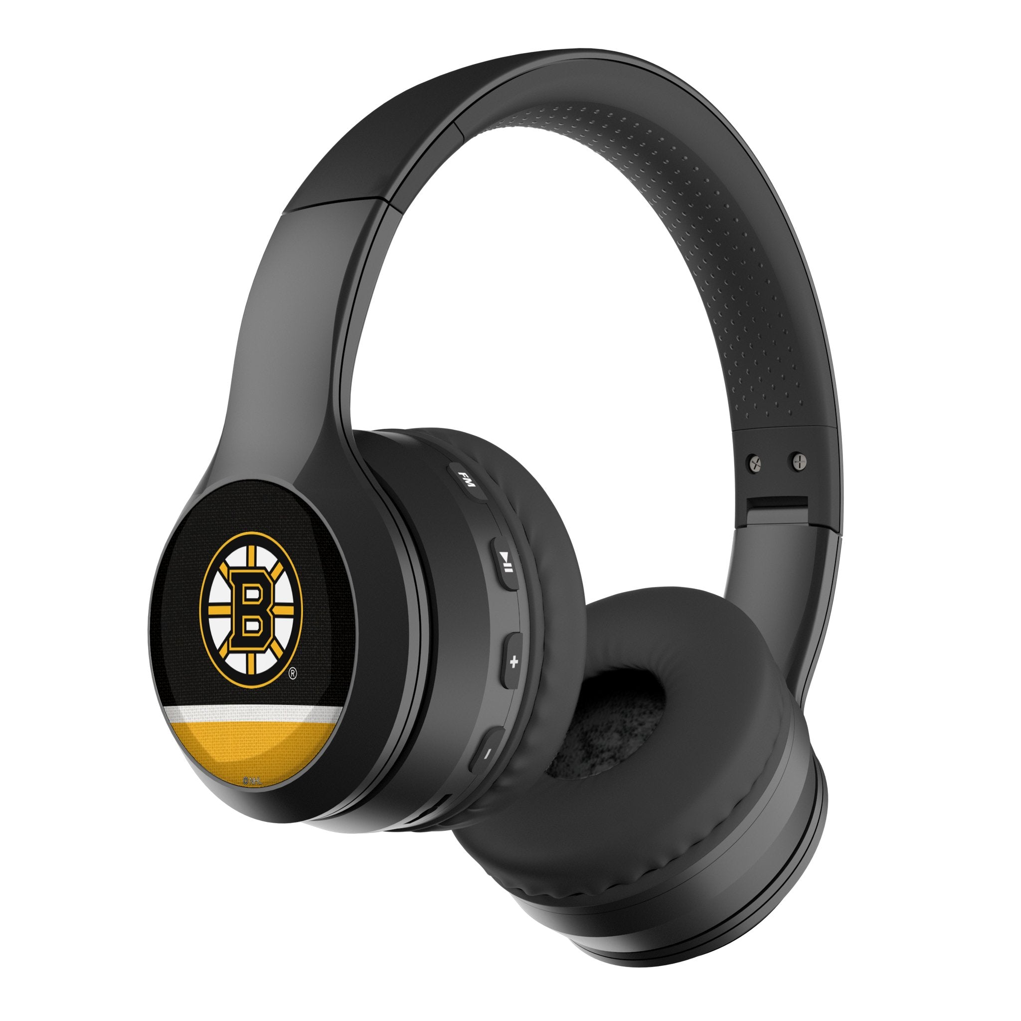 Boston Bruins Stripe Wireless Bluetooth Over-Ear Headphones with Carrying Case - Perfect for Sports, Travel, and Home Entertainment