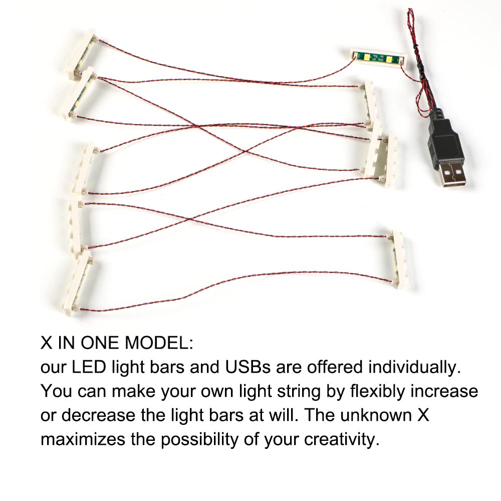 20pcs 1X4 LED Lighting Kit - USB Powered DIY Bricks City Building Blocks - Compatible with Lego 3710 (Warm White) - Perfect for Home Decoration, Model Lighting and Creative Gifts