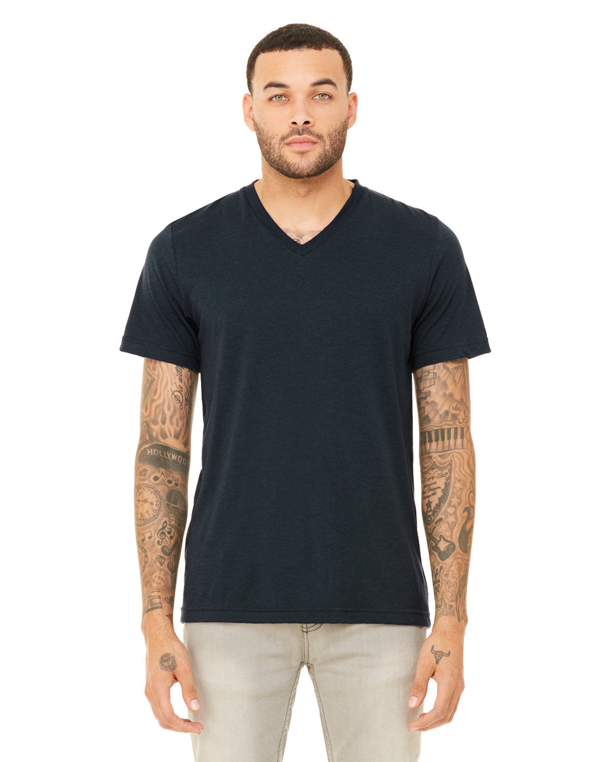 Bella + Canvas 3415C Unisex Triblend V-Neck T-Shirt - Soft Comfortable Tee for Men & Women - Perfect for Casual Wear, Gym, and Everyday Outfits