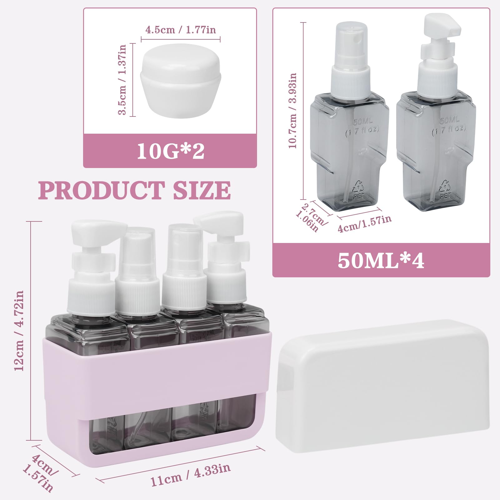 TSA Approved Travel Toiletries Bottles Set - Leakproof Refillable Containers for Shampoo, Conditioner & Perfume - Mini Travel Size Essentials Kit for Airplane, Camping & Gym