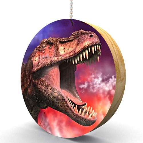 T-Rex Volcano Oak Fan Pull - Dinosaur Decor for Kids' Room