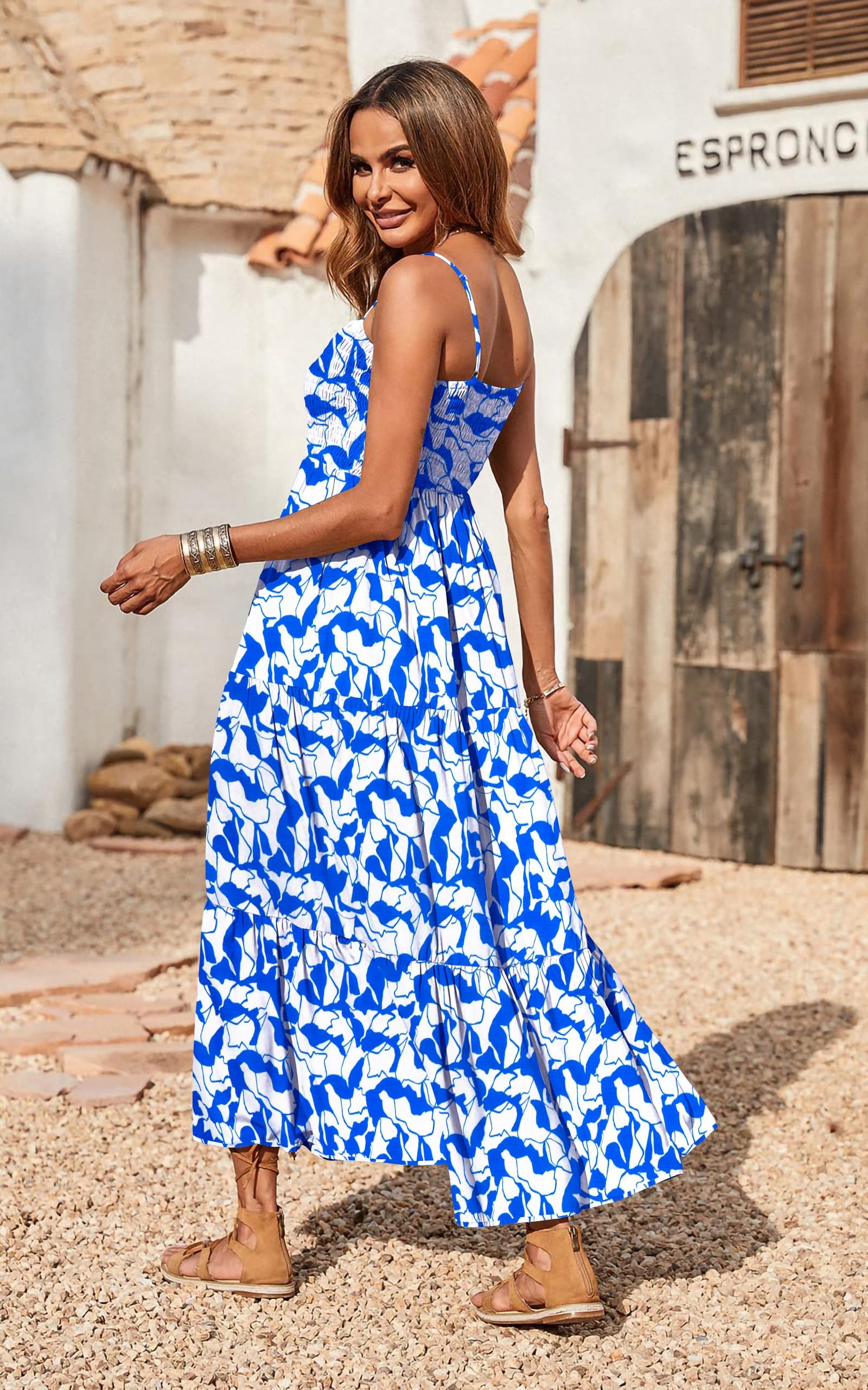 PRETTYGARDEN Women's Summer Maxi Dress 2025 | Casual Boho Sleeveless Spaghetti Strap Smocked Tiered Long Beach Sundress | Perfect for Vacation, Beach Party & Summer Outings