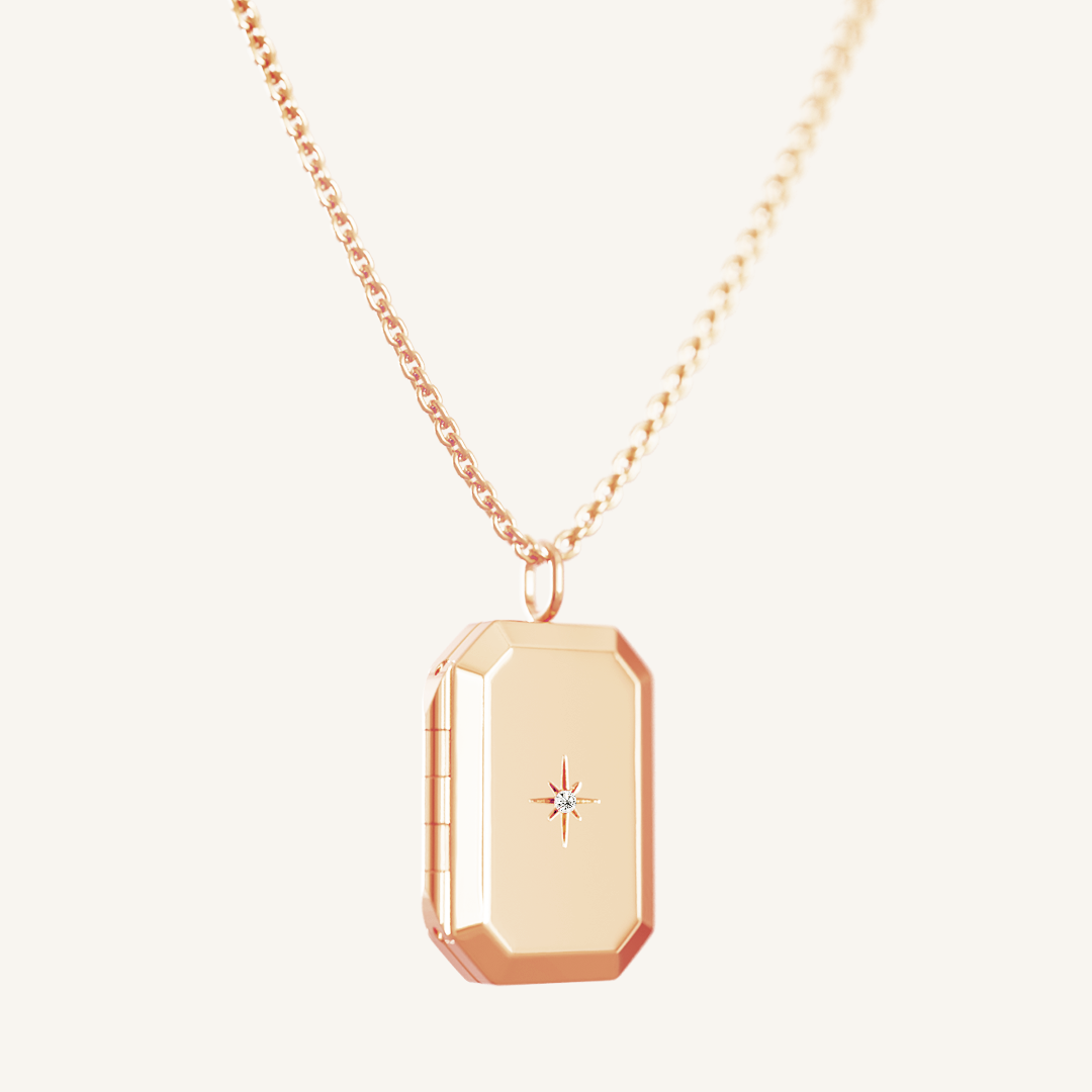 Personalized Bevel Photo Locket Necklace - Custom Engraved Heart Pendant for Loved Ones | Perfect for Anniversaries, Valentine's Day & Memorial Gifts
