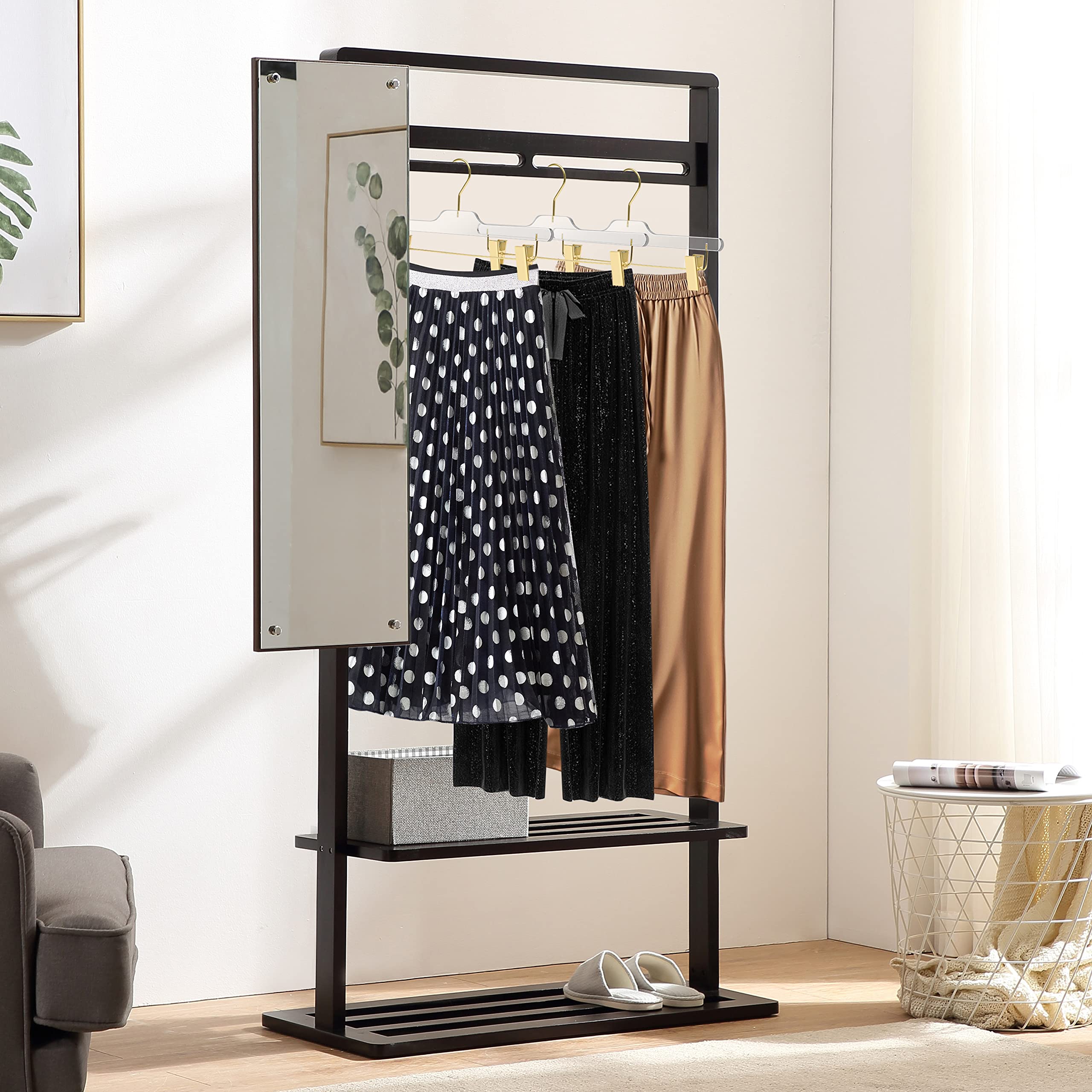 90-Pack Clear Acrylic Skirt & Pants Hangers with Adjustable Gold Metal Clips - Premium Lucite Trousers Hangers with Swivel Hook for Closet Organization - Perfect for Dresses, Skirts, Pants & Bottom Wear Storage