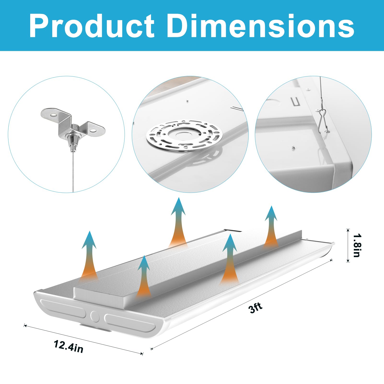 Lightdot Smart LED High Bay Shop Light - 3FT Linear Dimmable Hanging Light with Motion Sensor & Timer, 100-277V 5000K Daylight White for Warehouse, Factory & Workshop - Energy Efficient & Adjustable Brightness