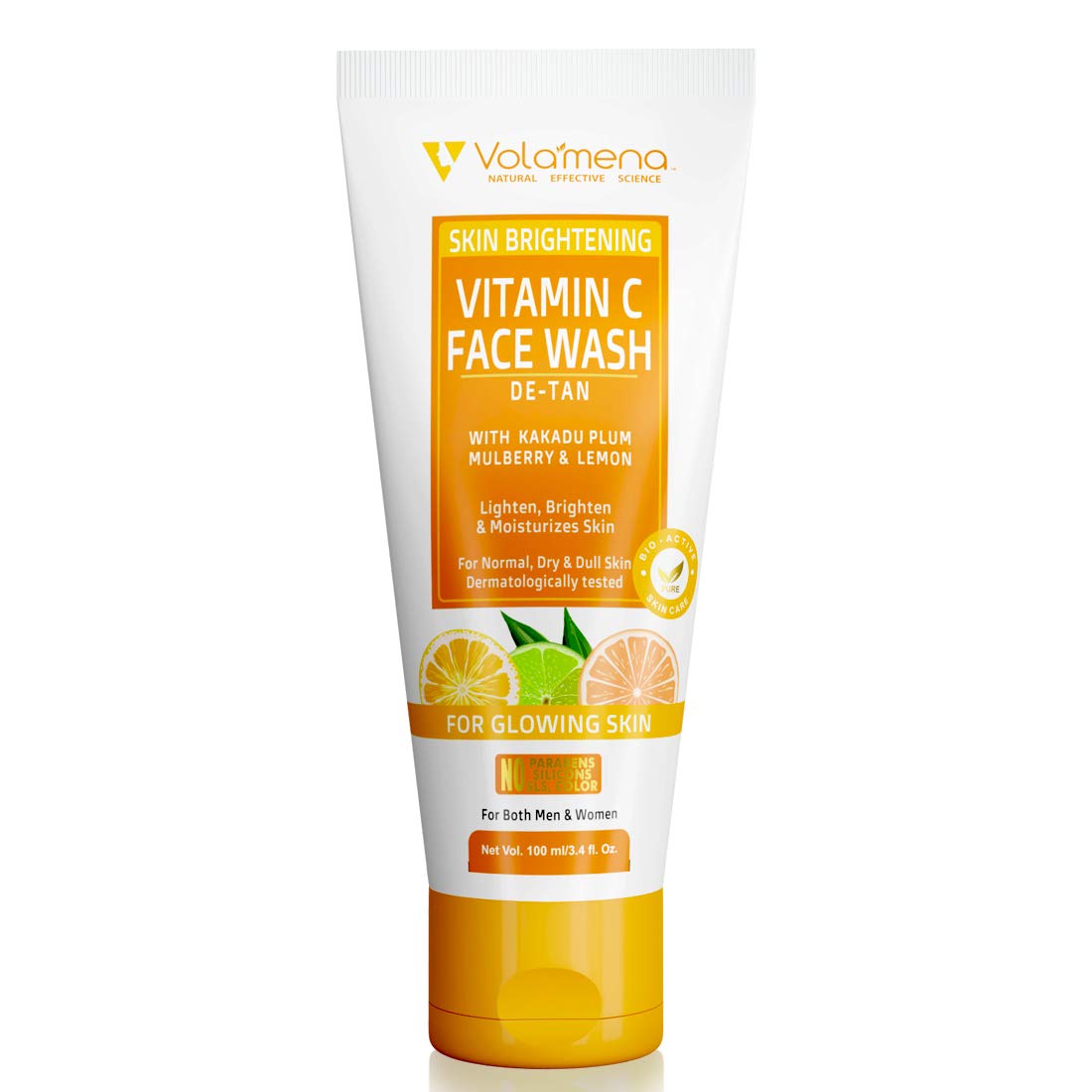 Volamena Vitamin C Face Wash with Orange Extract - Brightening & Glowing Skin Cleanser for Women & Men - 100ml - Perfect for Daily Skincare Routine & Acne-Prone Skin