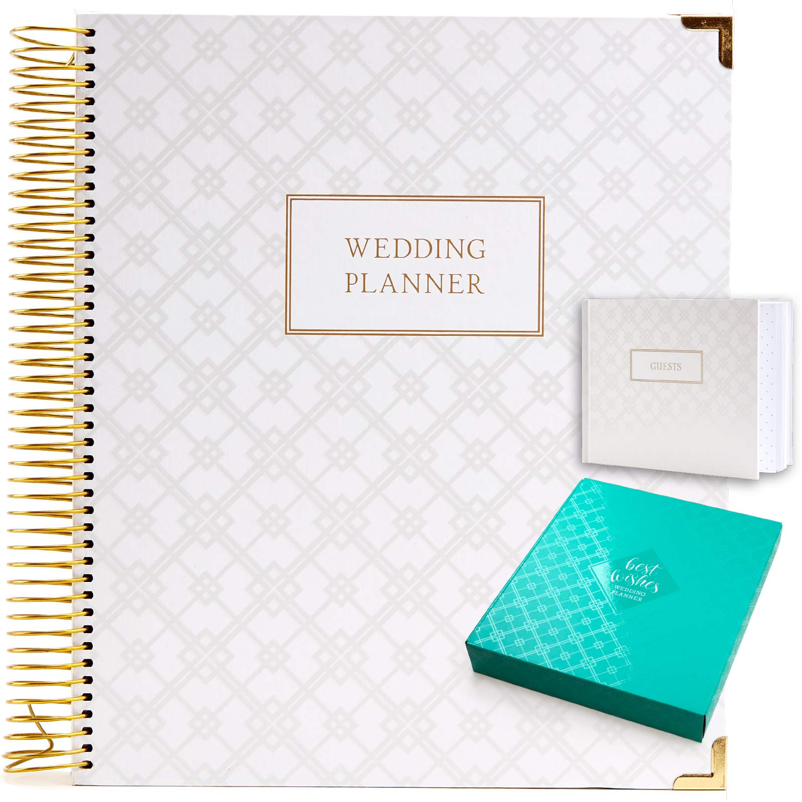 Premium Wedding Planner Gift Set for Bride to Be - 9x11 Hardcover Organizer with Guest Book, Stickers, Bookmark & More (Gold) | Perfect Bridal Shower, Engagement & Wedding Planning Gift