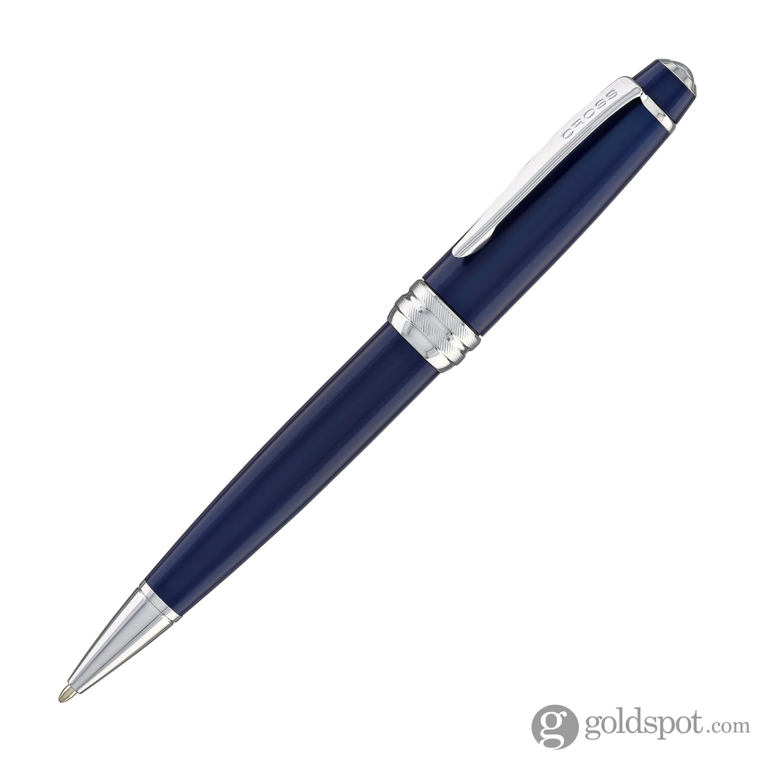 Premium Cross Bailey Ballpoint Pen - Elegant Blue Lacquer with Chrome Trim for Office, Business & Gift Giving