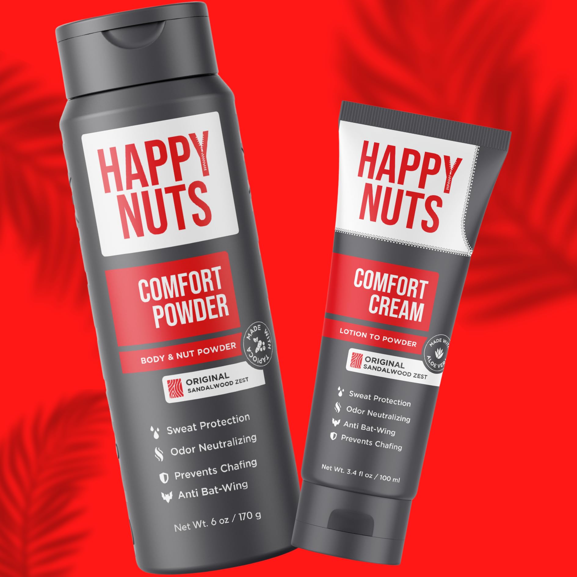 HAPPY NUTS Comfort Starter Pack - Natural Deodorant Cream & Powder for Men | All-Day Freshness & Comfort | Ideal for Active Lifestyles, Gym & Travel