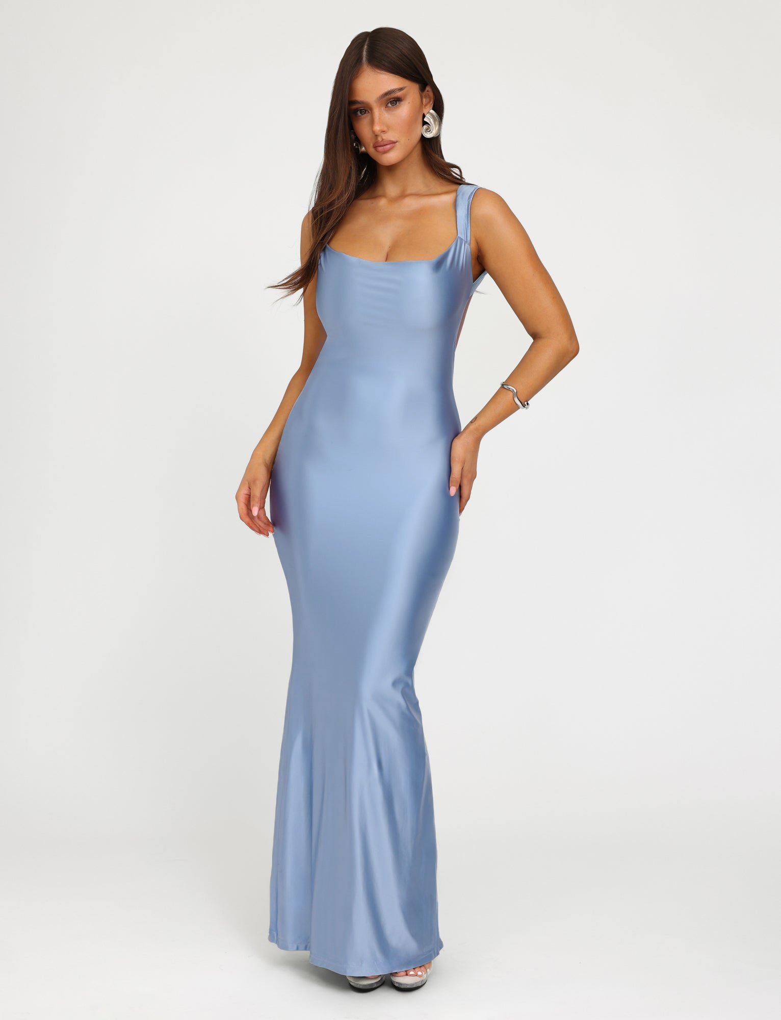 MORANA SHIMMER DRESS - Elegant Pale Blue Evening Gown for Women | Perfect for Parties, Weddings & Special Occasions