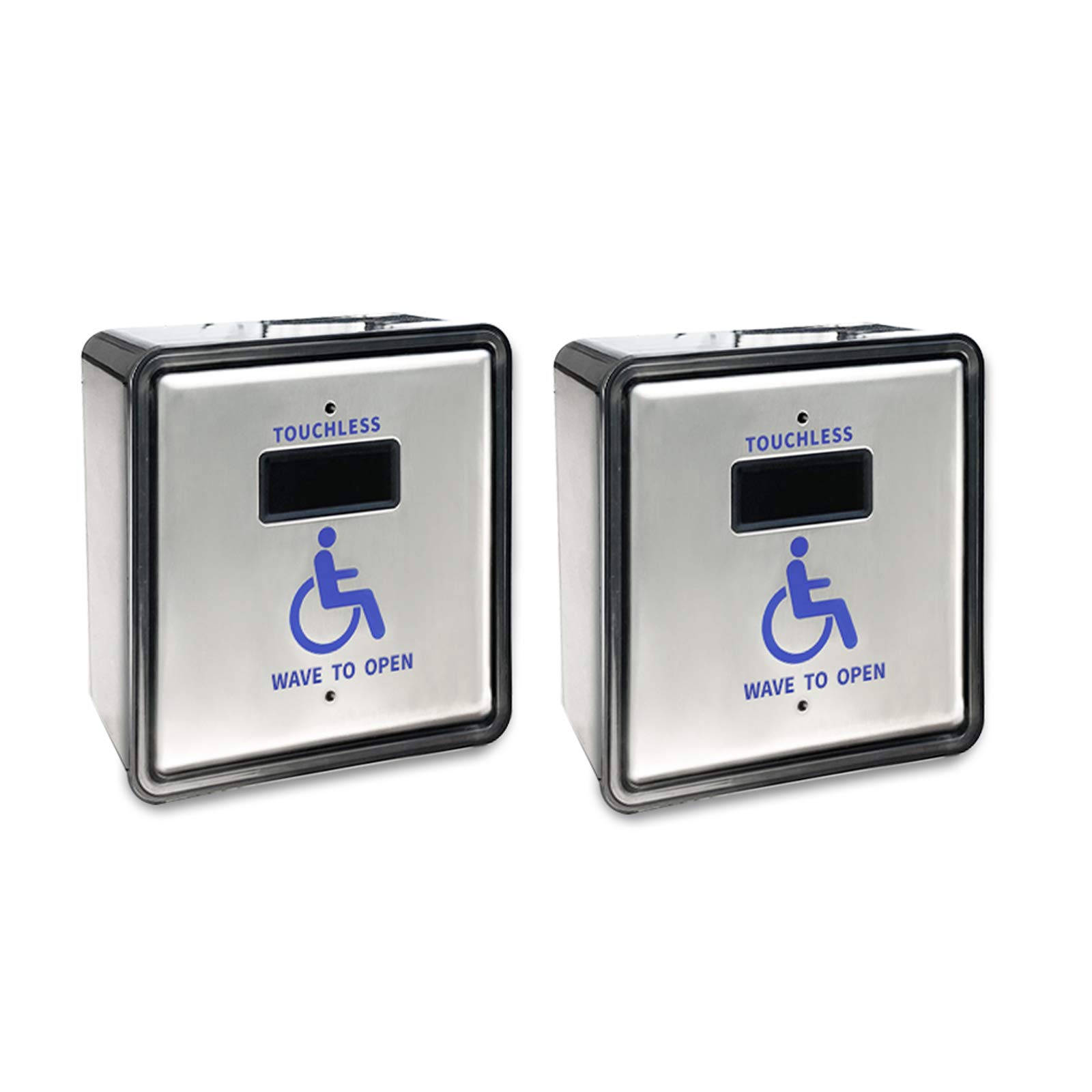 Olideauto Handicap Door Sensor Open Switch - Wired Contactless Door Opener with Wave Sensor & 2PCS 4.5'' Stainless Steel Panels for ADA Compliant Automatic Doors | Ideal for Wheelchair Access, Commercial Buildings, and Public Facilities
