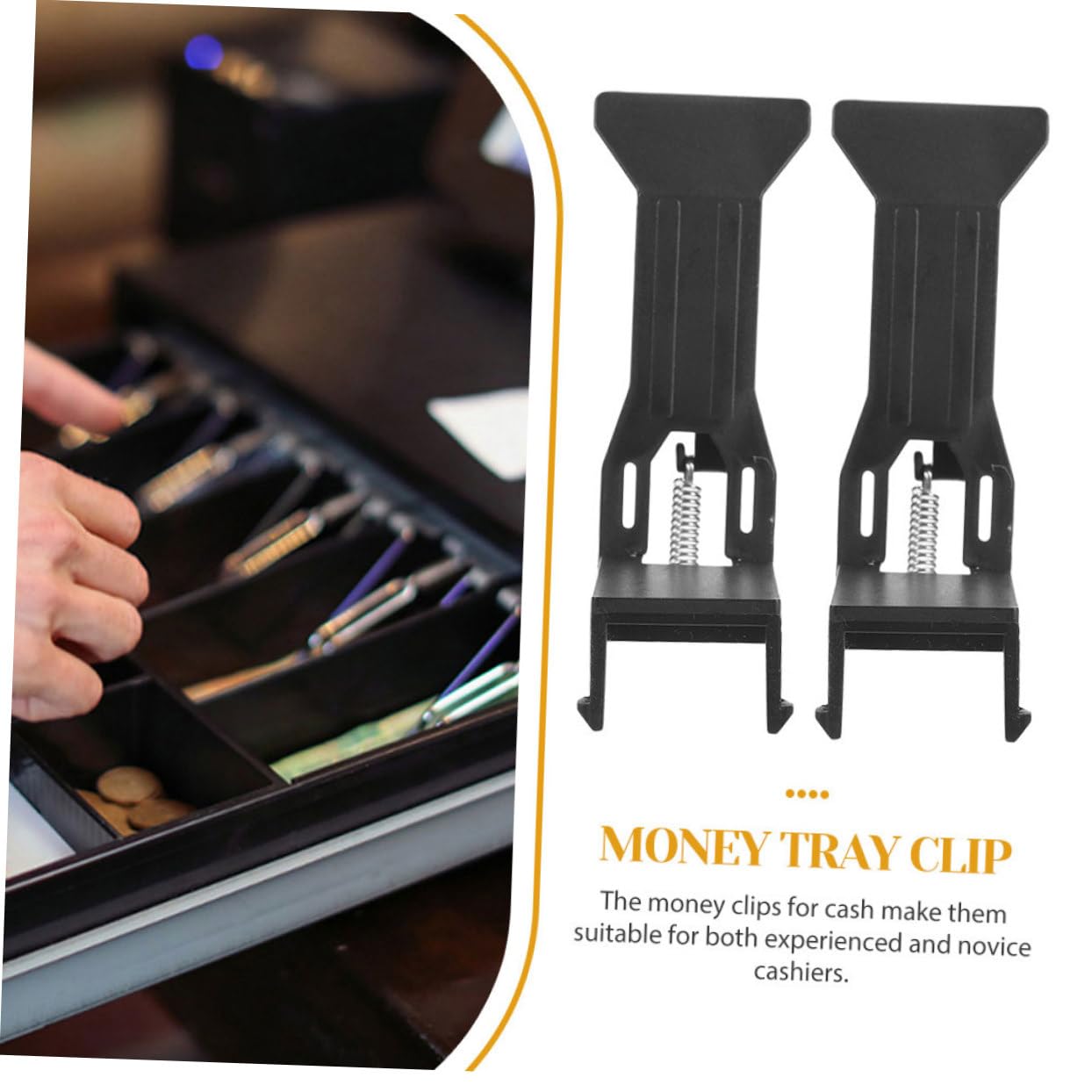 12 Pack Sturdy Plastic Money Clips for Cash Drawer - Retail Cash Register Accessories - Easy Install Cash Tray Insert Clips for Convenient Money Organization in Stores & Restaurants