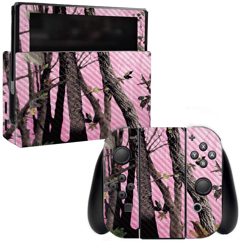 Premium Carbon Fiber Skin for Nintendo Switch - Pink Tree Camo | Protective & Durable Textured Cover | Easy to Apply & Remove | Made in USA | Perfect for Gaming Protection & Style Customization