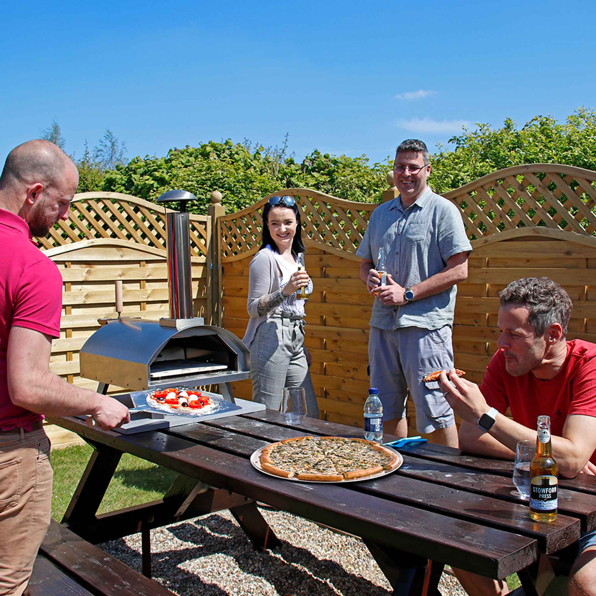 Portable Wood Fired Stainless Steel Pizza Oven with Cover, Carry Bag & Trolley - Outdoor Cooking, Camping, Backyard BBQ & Picnics - DG259