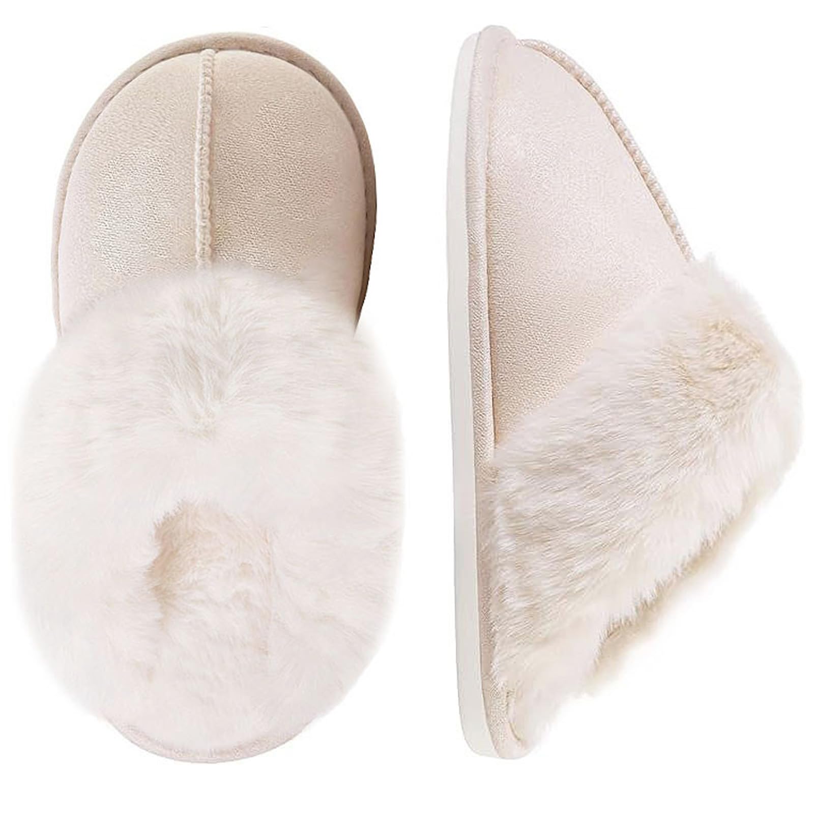 Women's Fuzzy House Slippers - Soft Memory Foam Indoor/Outdoor Slippers with Anti-Skid Plush Sole | Cozy Fall & Winter Footwear for Home, Office & Travel