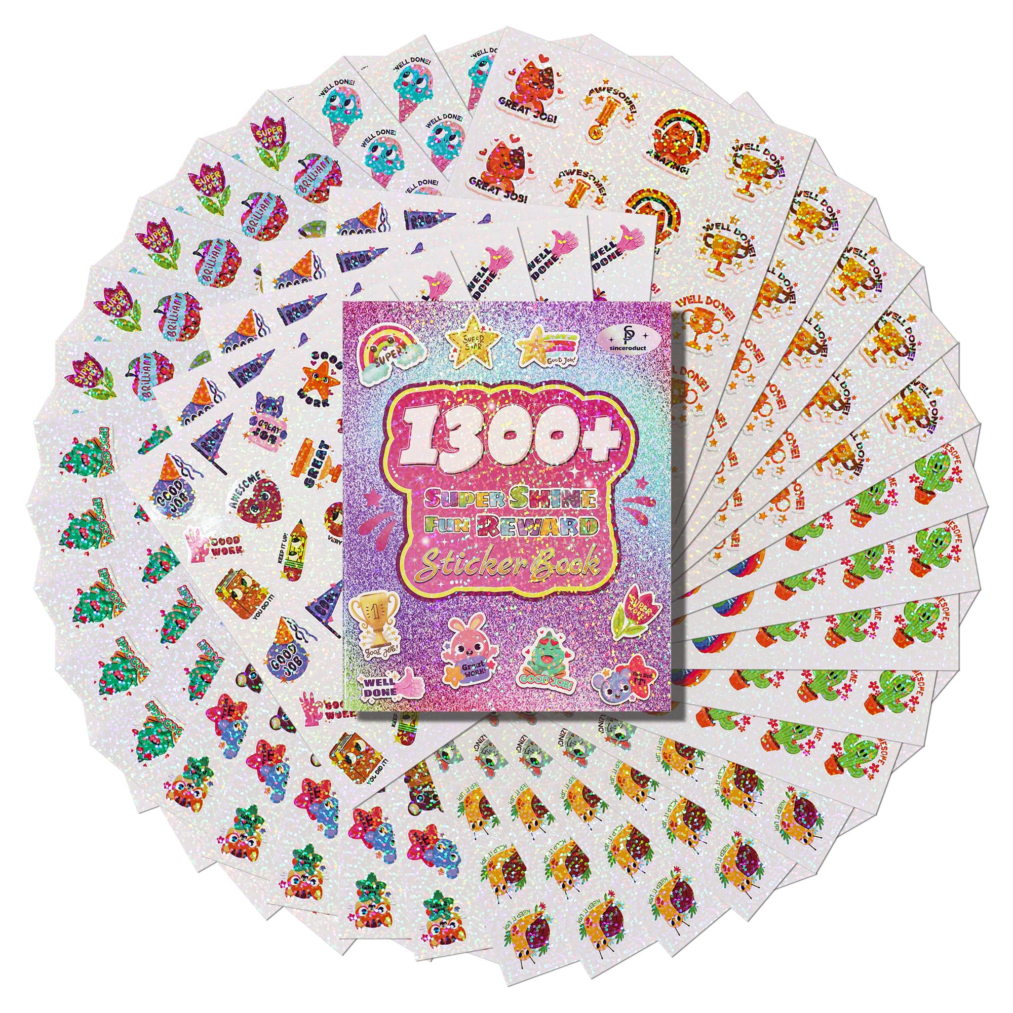 1300+ PCS Glitter Reward Stickers for Kids - Cute Animal Motivational Stickers for Toddlers, Classroom Teacher Supplies & Student Incentives | Perfect for School Projects, Behavior Charts, and Homeschool Activities