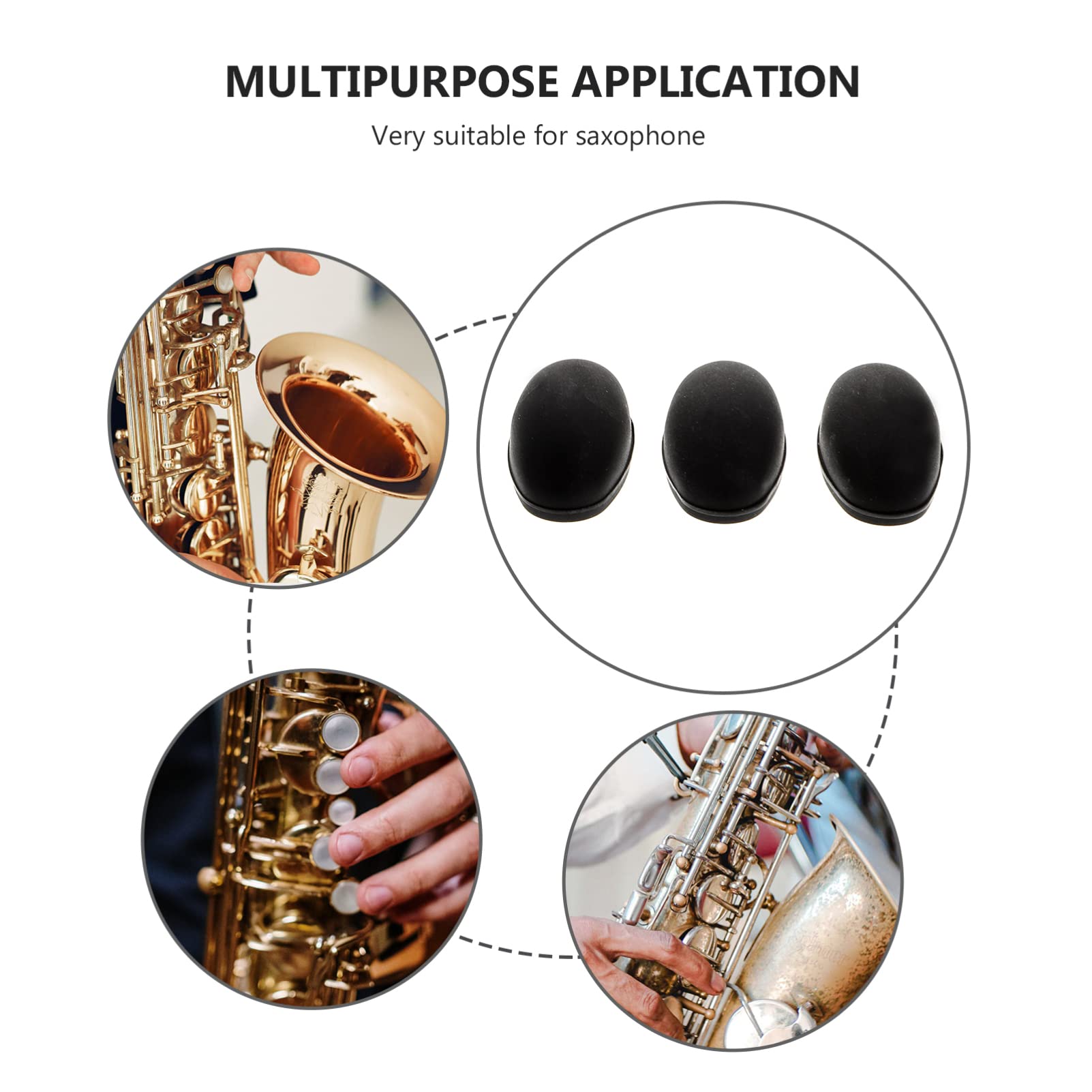 ERINGOGO Saxophone Key Pad Covers - 3 Pack Black Rubber Side Key Pads for Alto/Tenor Saxophone Accessories | Perfect for Saxophone Maintenance, Repair & Protection