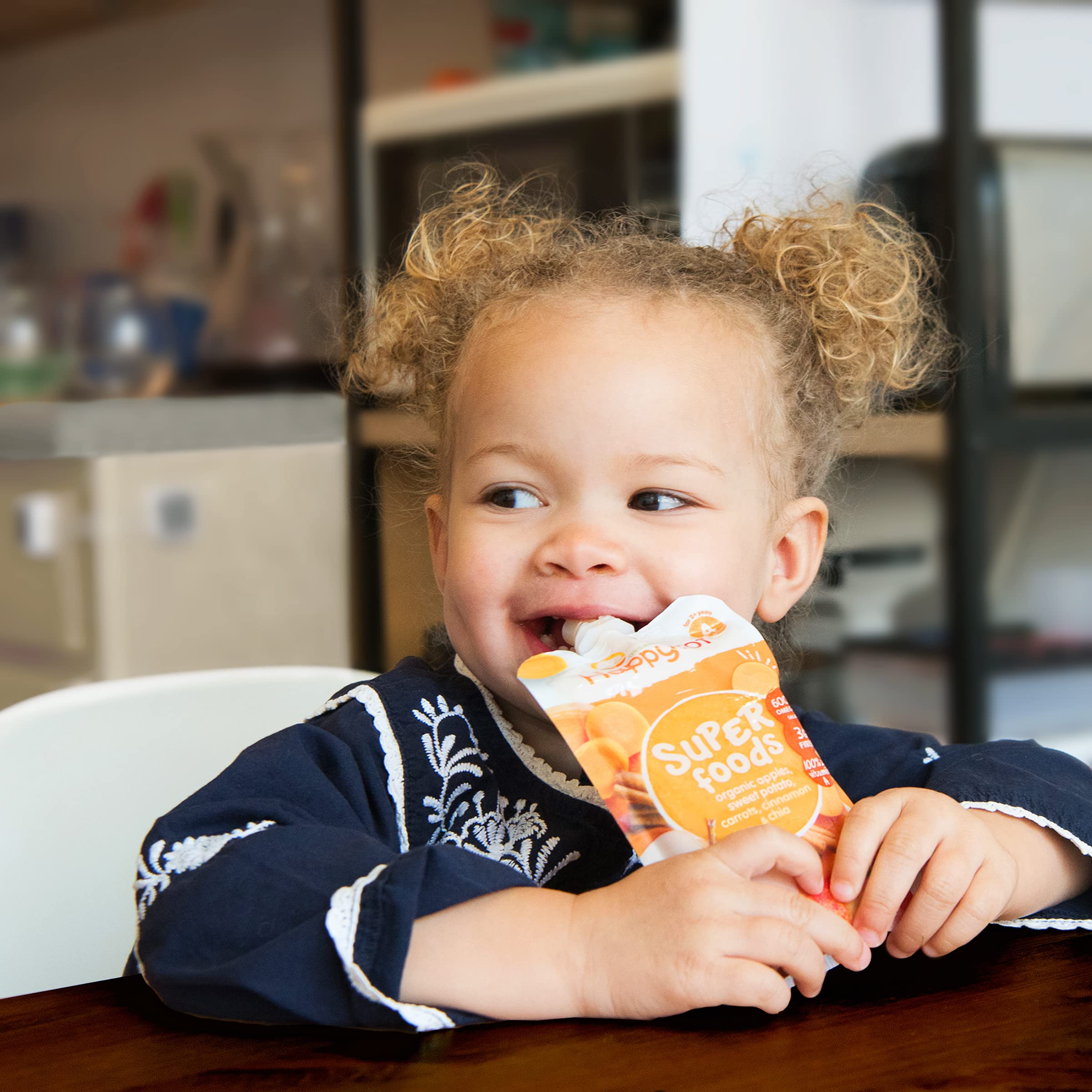 Happy Tot Organics Stage 4 Baby Food Pouches - Gluten Free Vegan Snacks with SuperFoods Fruit & Veggie Puree (Pears, Blueberries, Beets & Chia) - 4.22oz Pack of 16 - Perfect for On-the-Go Meals & Healthy Toddler Snacking