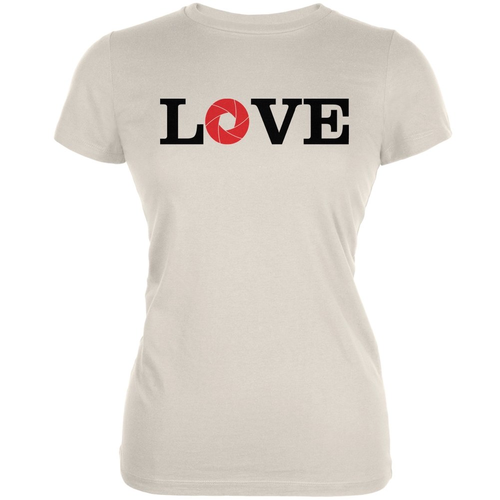 Photography Love Aperture Cream Juniors Soft Cotton T-Shirt - Medium Size for Women | Perfect for Casual Wear, Photography Enthusiasts & Gift Giving