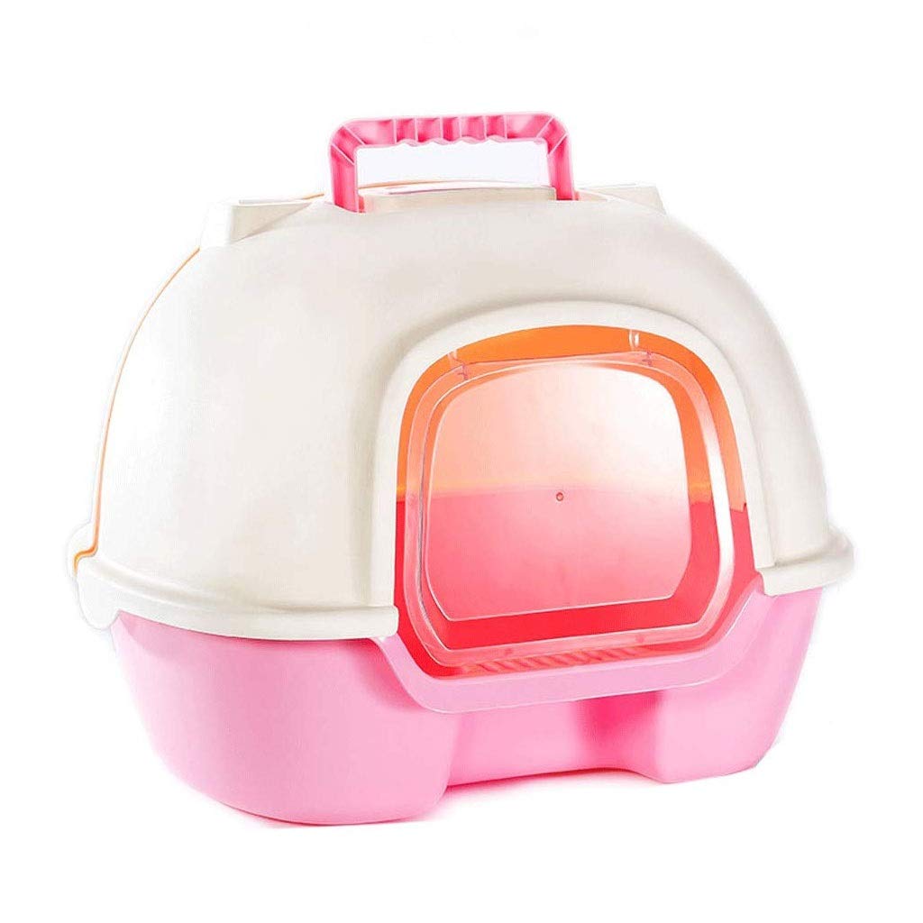 SLATIOM Large Hooded Cat Litter Box - Enclosed Anti-Splash Toilet with Odor Control, Sturdy Pet Potty for Indoor Cats (Pink) - Perfect for Small Spaces & Multi-Cat Homes
