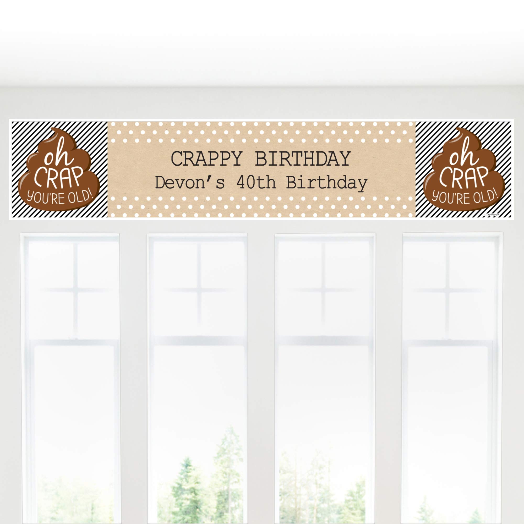 Personalized 'Oh Crap, You're Old' Poop-Themed Birthday Party Banner - Custom Funny 60th Birthday Decorations for Senior Milestone Celebrations & Humorous Adult Parties