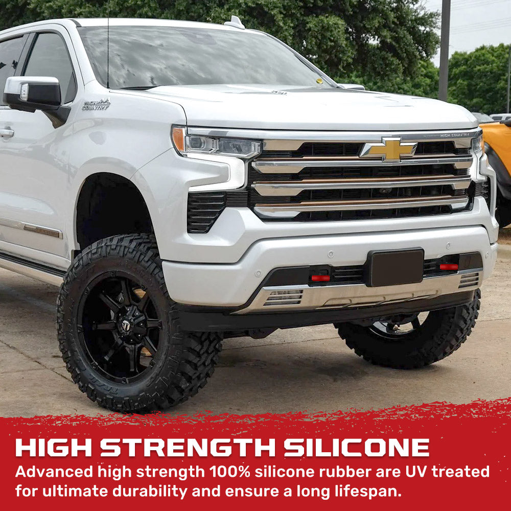 Chevy Silverado 1500 2020-2025 Tow Hook Covers - 2-Piece Silicone Set (Standard & LED Options, Multiple Colors) - Durable Protection for Off-Roading & Truck Customization