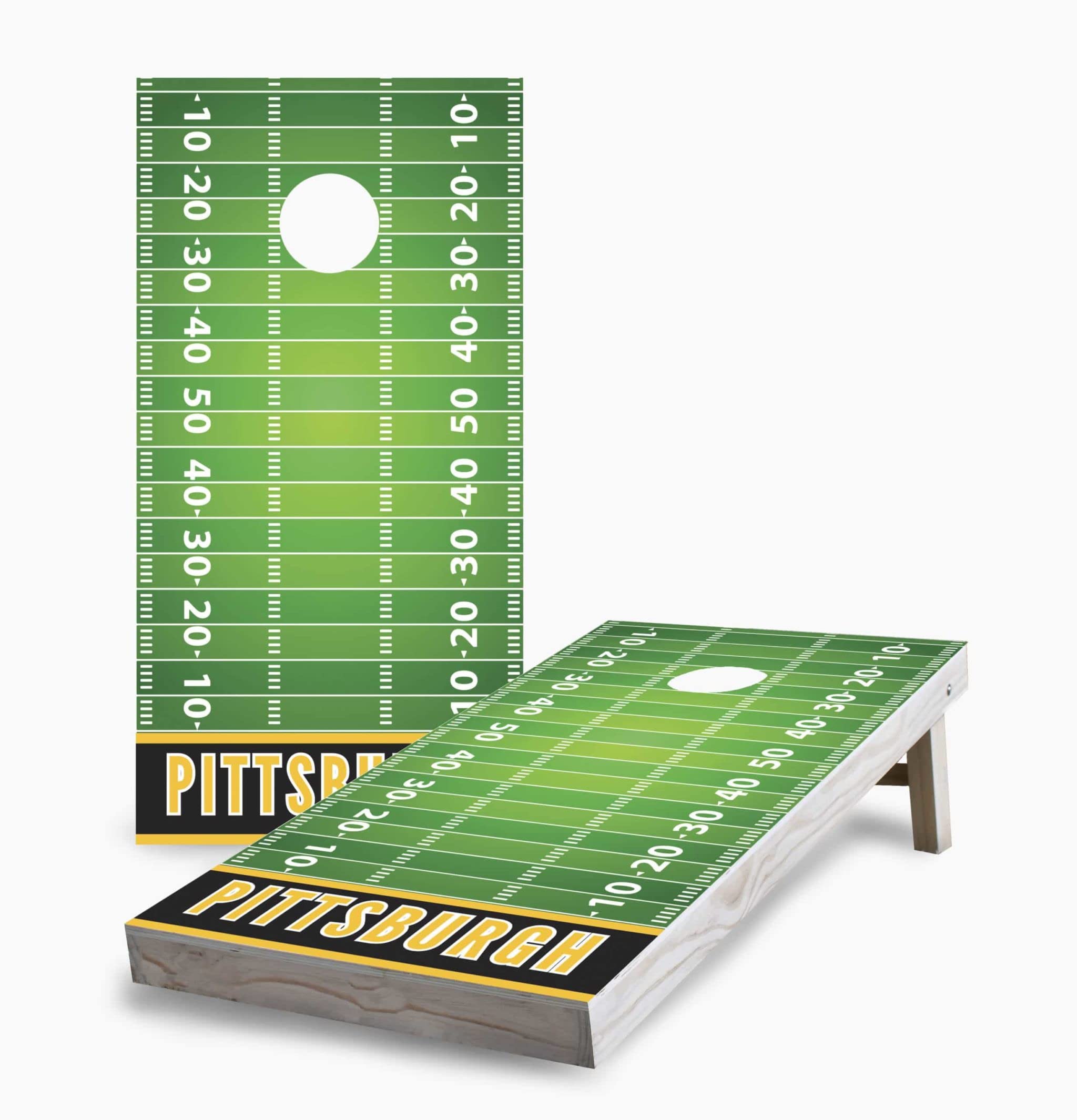 Pittsburgh Themed Cornhole Game Set with 2 Boards & 8 Bags - Premium Outdoor Tossing Game for Backyard, Tailgating, and Parties - Perfect for Sports Fans and Family Fun