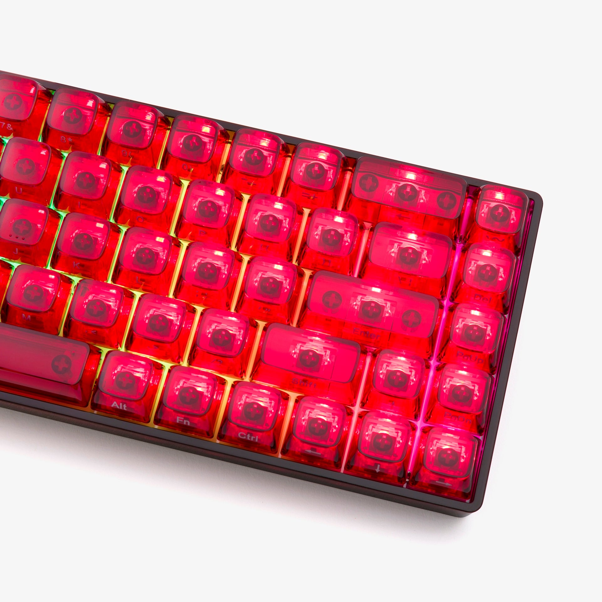 Clear Ruby Basecamp 65 Mechanical Keyboard - White Flame Switch - Compact 65% Layout for Gaming & Office Typing - Perfect for Esports, Programming & Home Workspace
