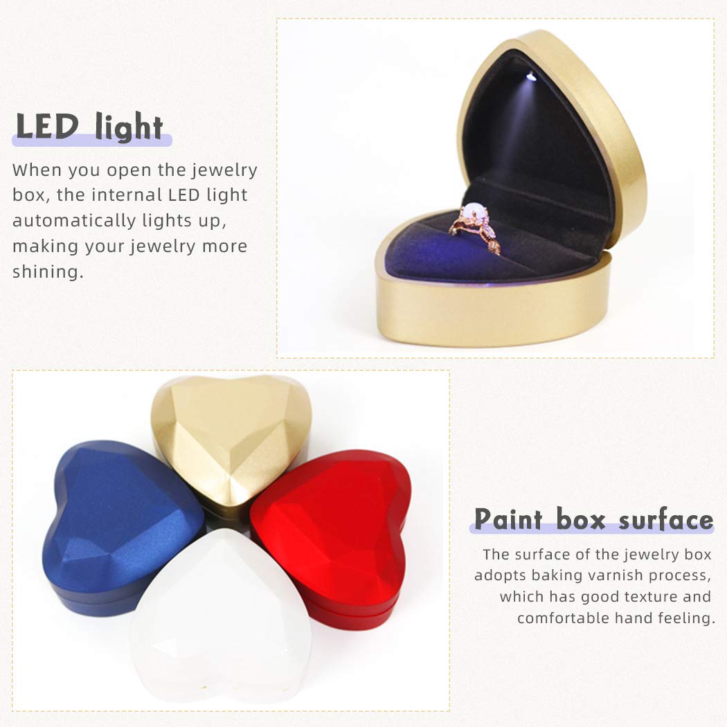 Heart Shaped LED Ring Box - Proposal Jewelry Gift Box for Engagement, Wedding, Valentine's Day, Anniversary & Christmas (Pink) - Perfect for Romantic Surprises & Special Occasions