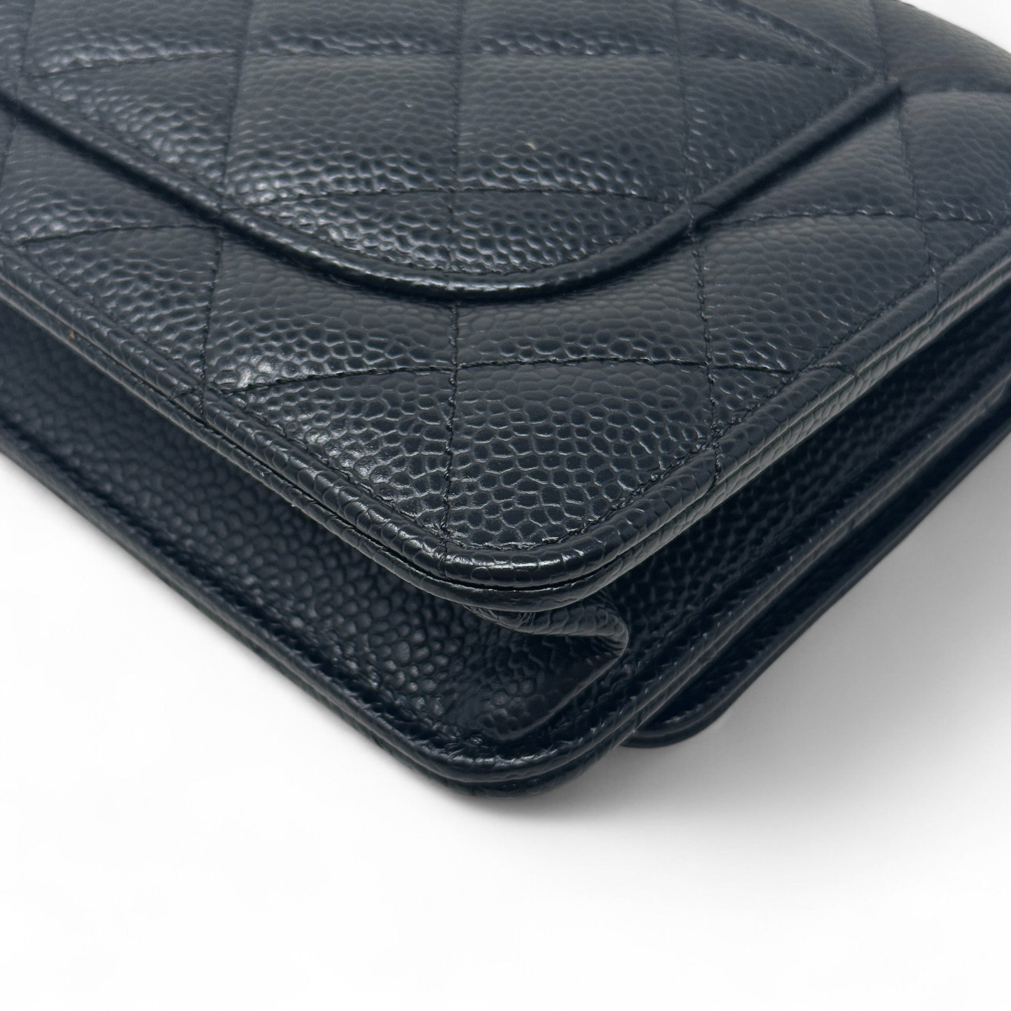 Chanel Black Quilted Caviar Leather Wallet on Chain Crossbody Bag - Elegant & Luxurious for Parties, Dating & Evening Events