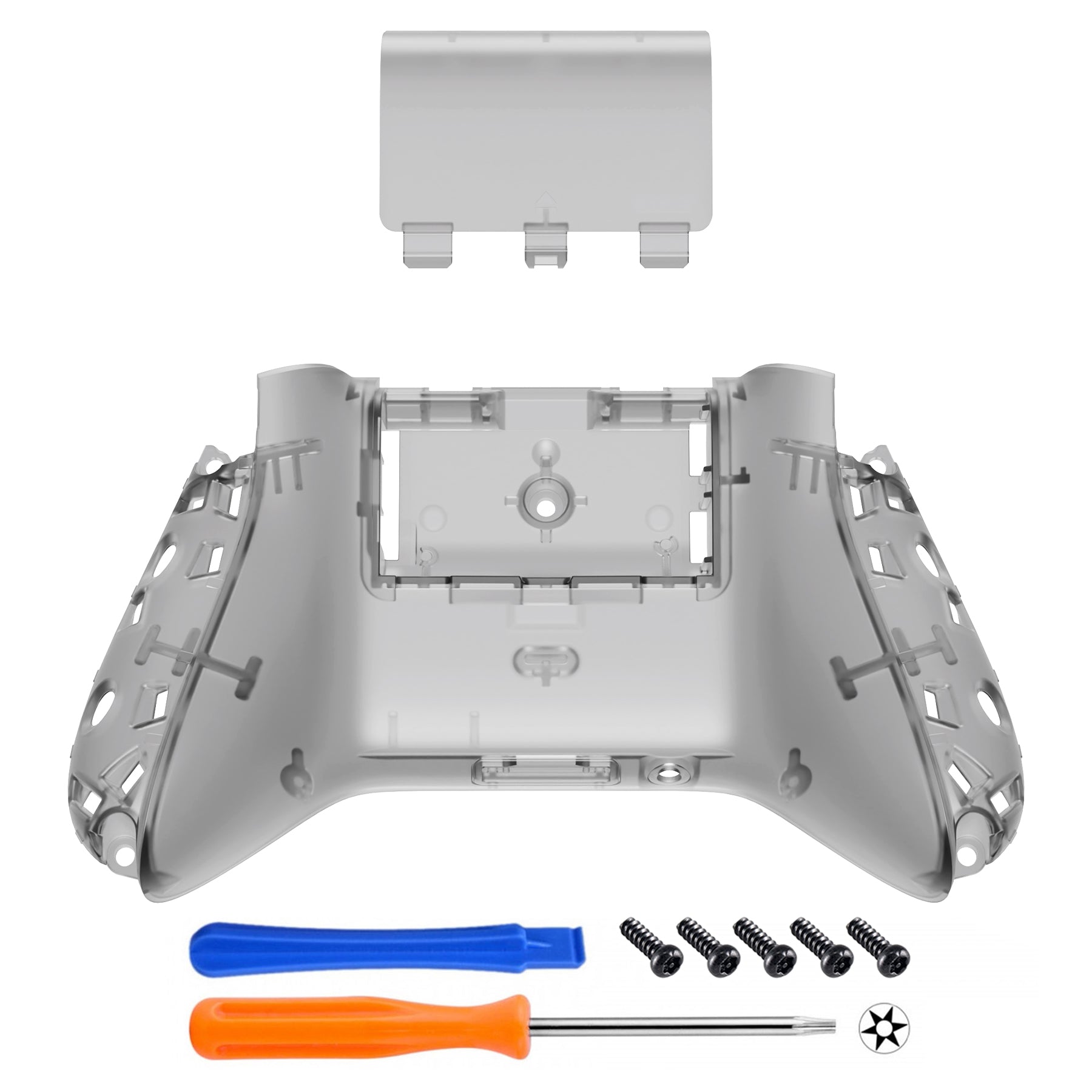 eXtremeRate Clear Black Custom Bottom Shell with Battery Cover for Xbox Series S/X Controller - DIY Replacement Backplate for Xbox Core Controller Model 1914 (Controller & Side Rails Not Included) - Perfect for Gaming Enthusiasts & Custom Mods