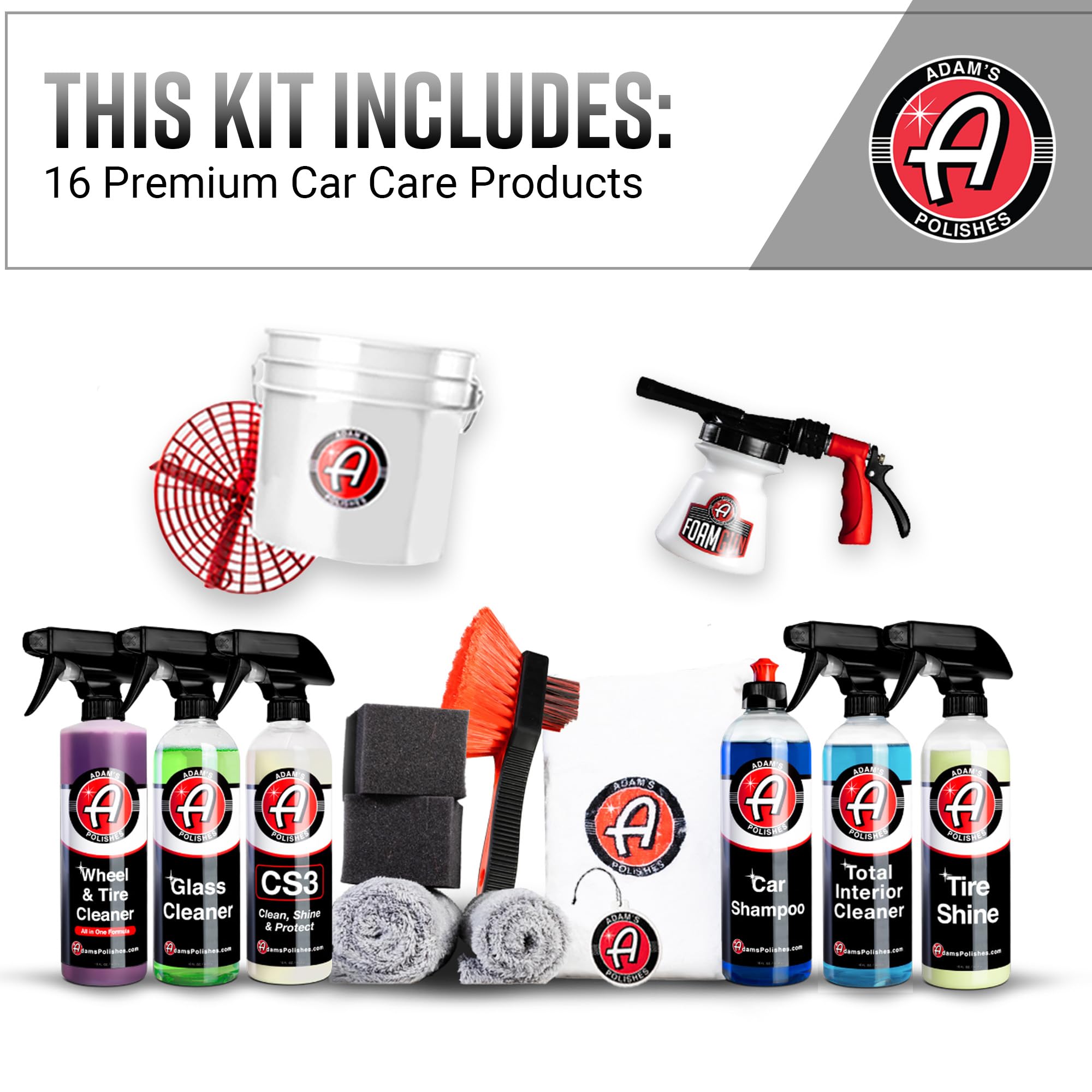Adam's Polishes Premium Car Wash Kit - Complete Car Care Cleaning Chemicals & Essential Supplies for Cars & Trucks - Perfect Gift for Car Lovers, Dads & DIY Enthusiasts - Ideal for Detailing, Washing & Protecting Your Vehicle at Home or Auto Shops