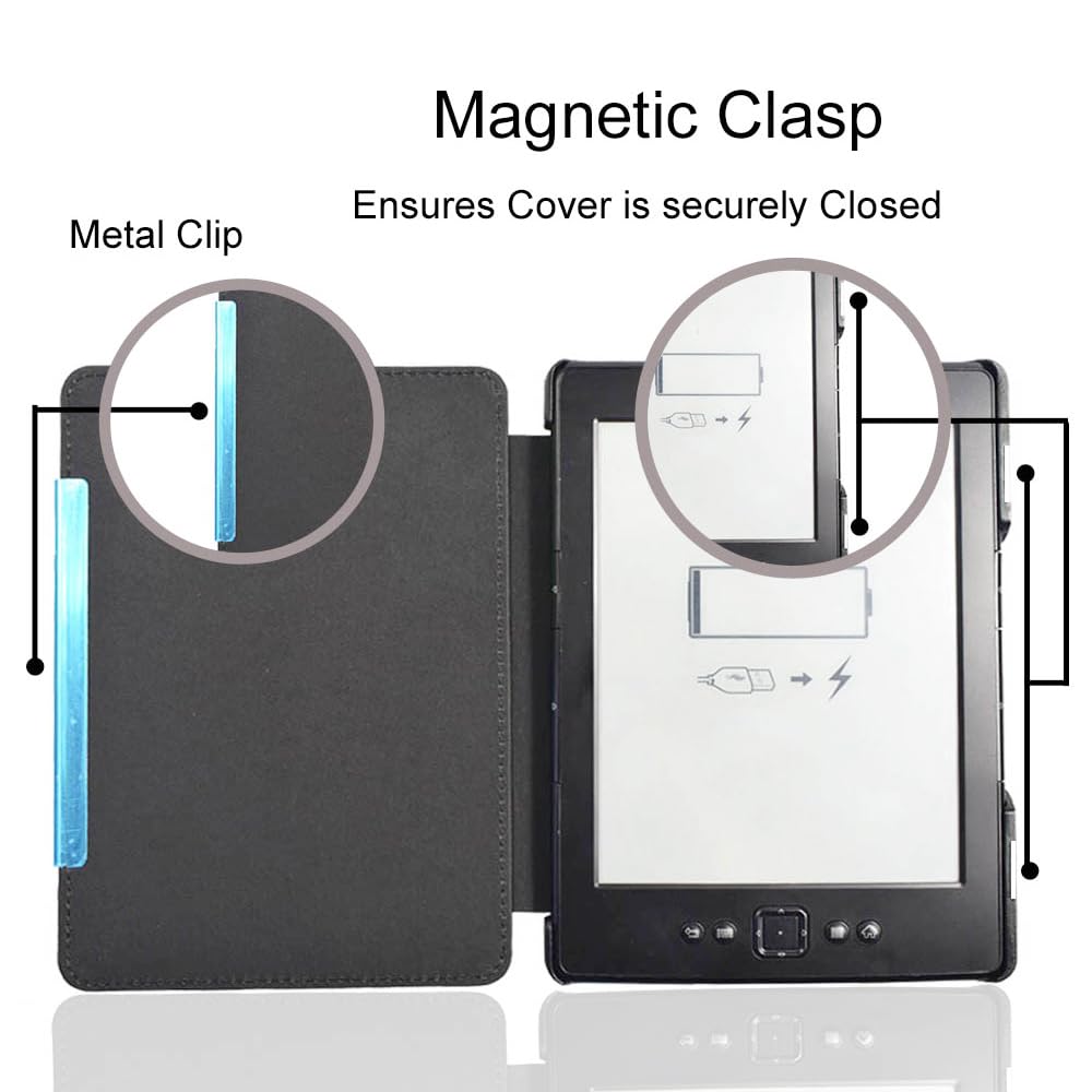 Thinnest & Lightest Slim PU Leather Cover for Kindle 5 & Kindle 4 - Sky Blue | Perfect for Reading, Travel & Daily Protection
