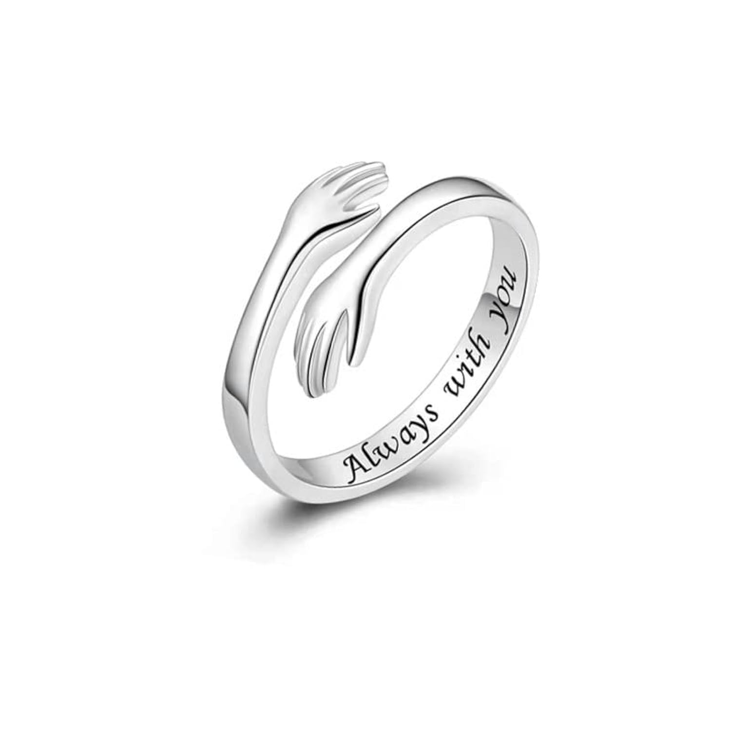 Adjustable Hug Rings for Women & Men - Silver Open Finger Rings for Couples, Friendship & Everyday Wear - Stylish Hand Jewelry for Gifts & Fashion Accessories
