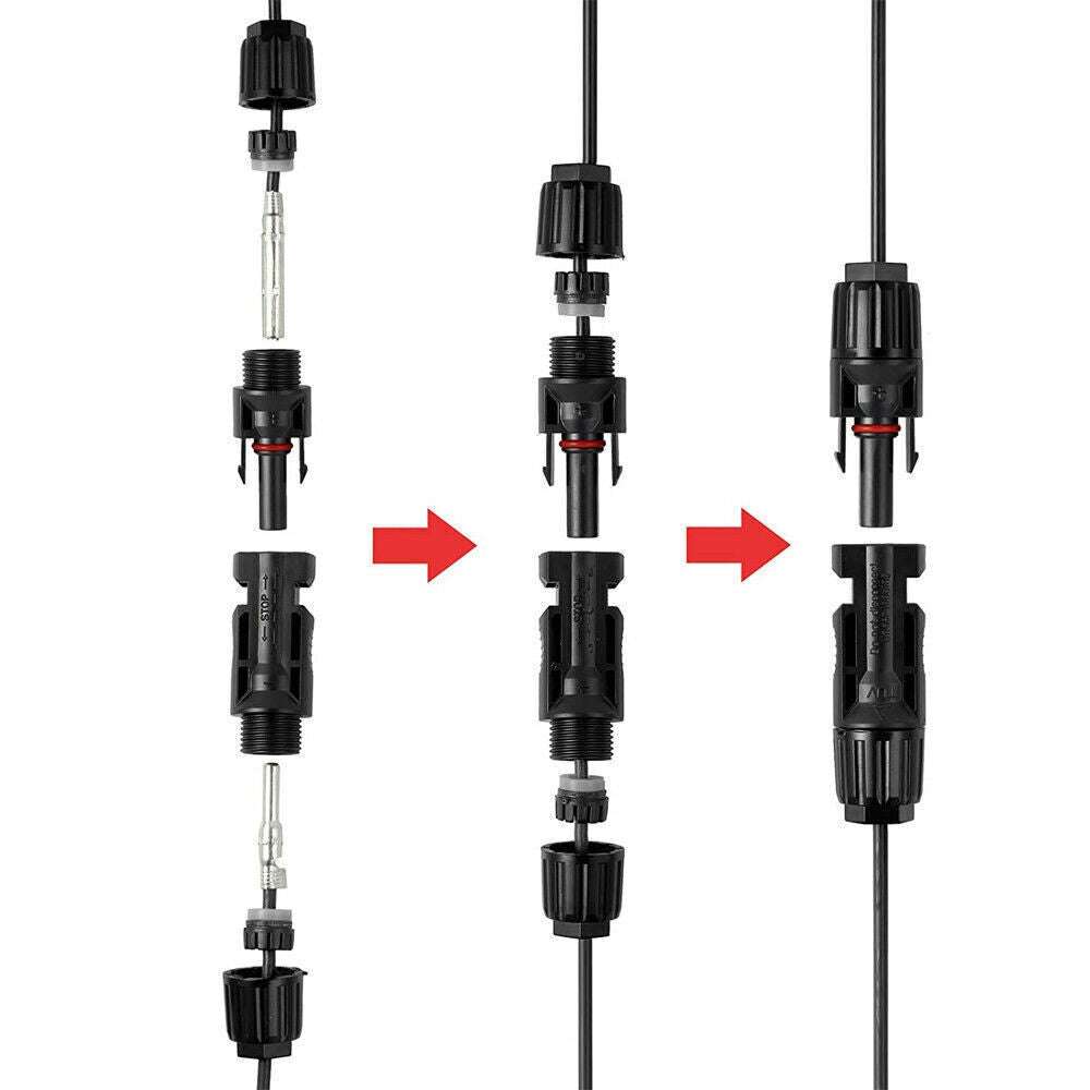 10 Pairs 30A Solar Panel Connectors - IP67 Waterproof PV Cable with Male & Female Line Plug Sockets for Solar Power Systems, RV, Marine & Off-Grid Applications