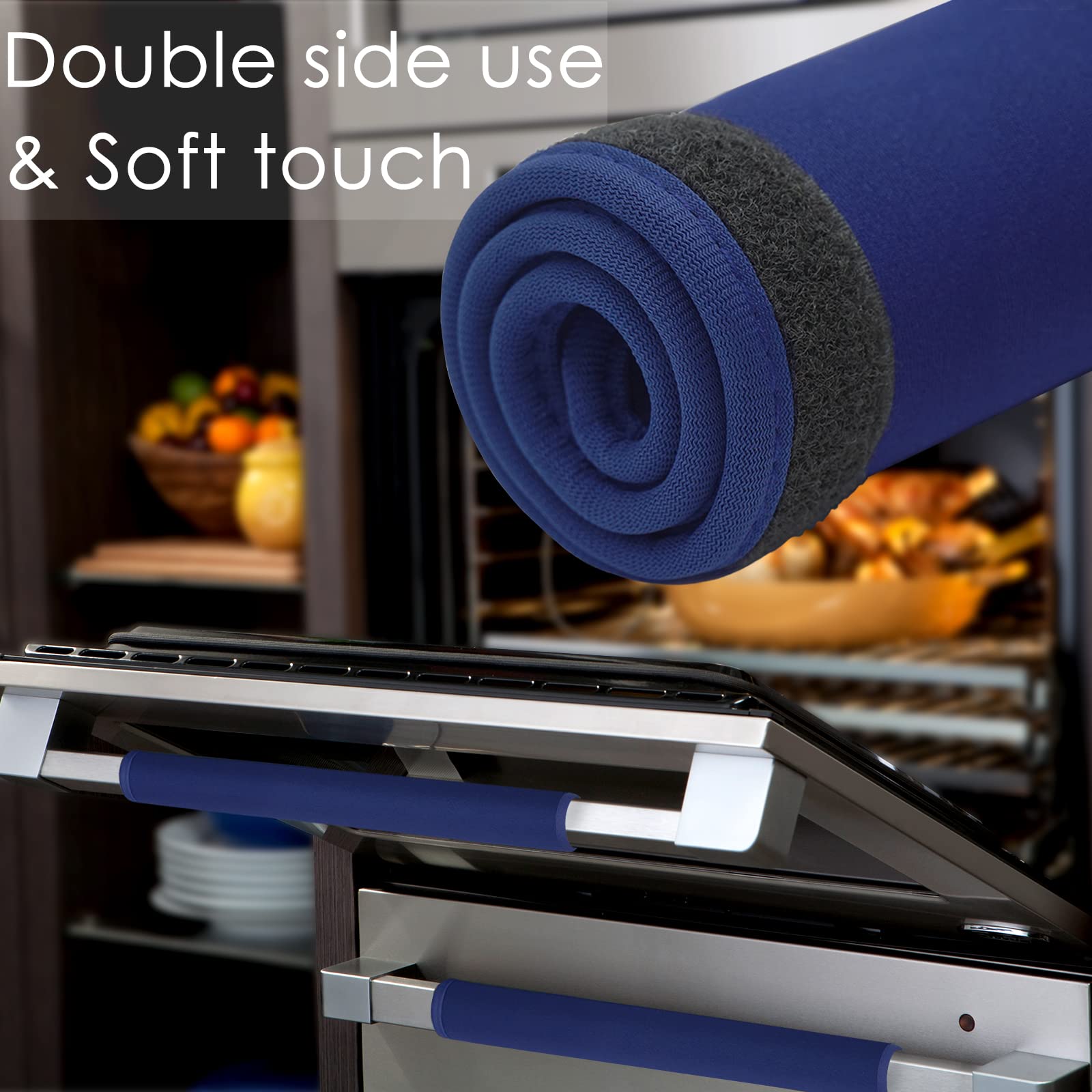 6-Pack Washable Refrigerator Door Handle Covers - Anti-Slip Kitchen Appliance Protectors for Fridge, Oven, Microwave & Dishwasher - Navy Blue - Prevents Fingerprints & Food Stains - Perfect for Home, Office & Restaurant Use