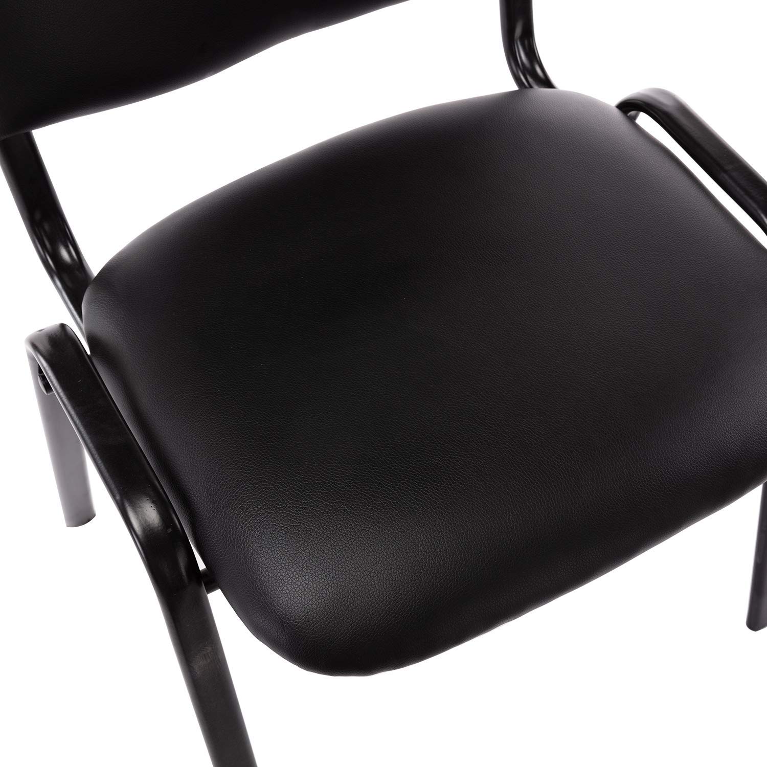5-Pack Black Vinyl Leather Padded Stackable Chairs - Comfortable Armless Upholstered Seating for Office, Waiting Room, Church, Conference, Reception & Classroom - Space-Saving Stacking Chairs for Events & Multi-Purpose Use
