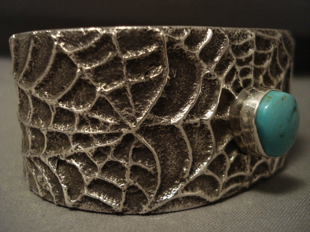 Authentic Navajo Turquoise Silver 'Web' Bracelet - 155g Handcrafted Native American Jewelry for Women & Men - Perfect for Boho, Western & Festival Fashion