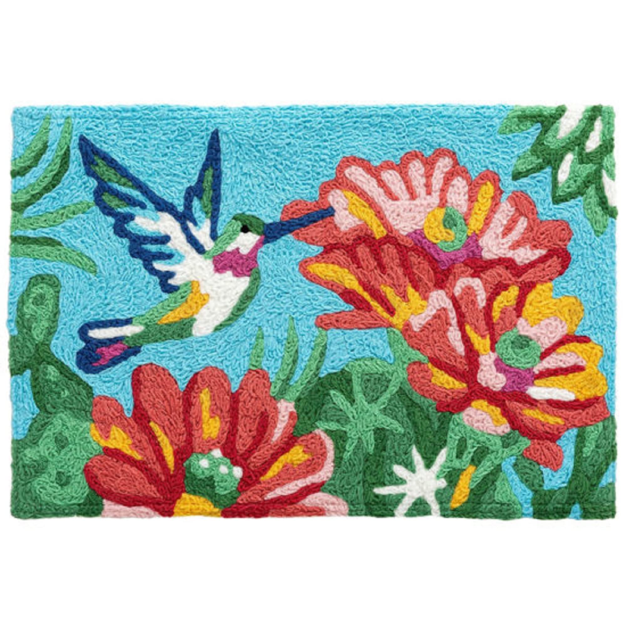Blooming Cactus Hummingbird Floral Accent Rug 20
